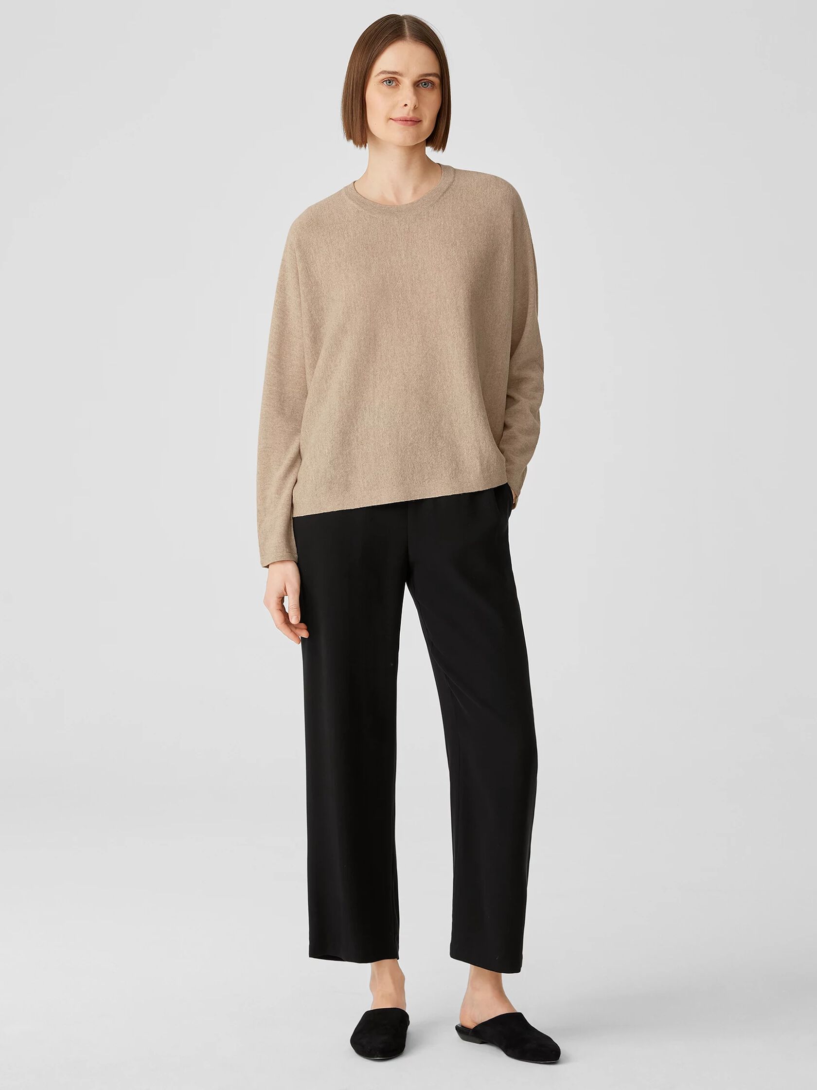 Washable Wool Crepe Top in Regenerative Wool