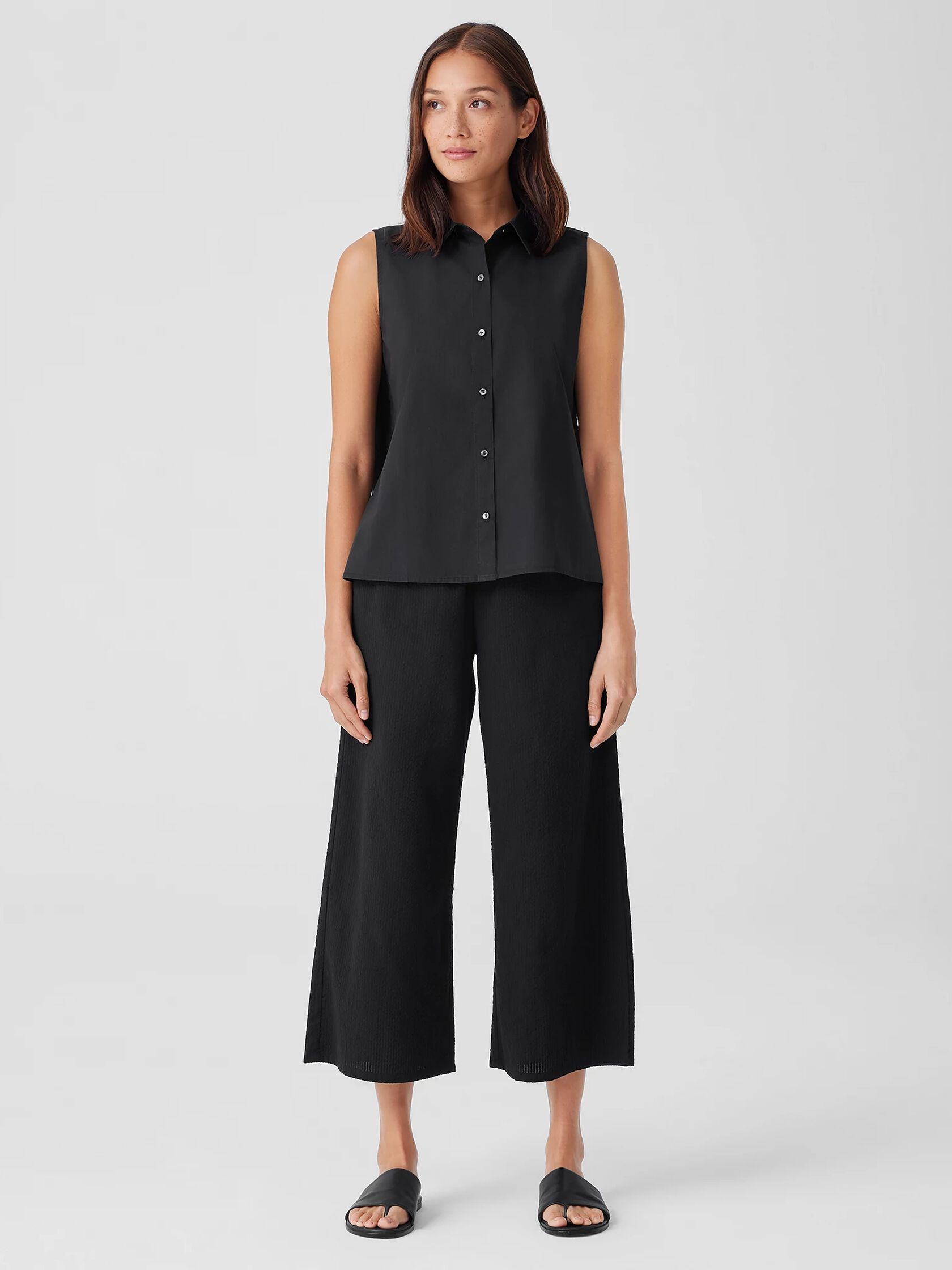 Organic Cotton Ripple Wide-Leg Pant