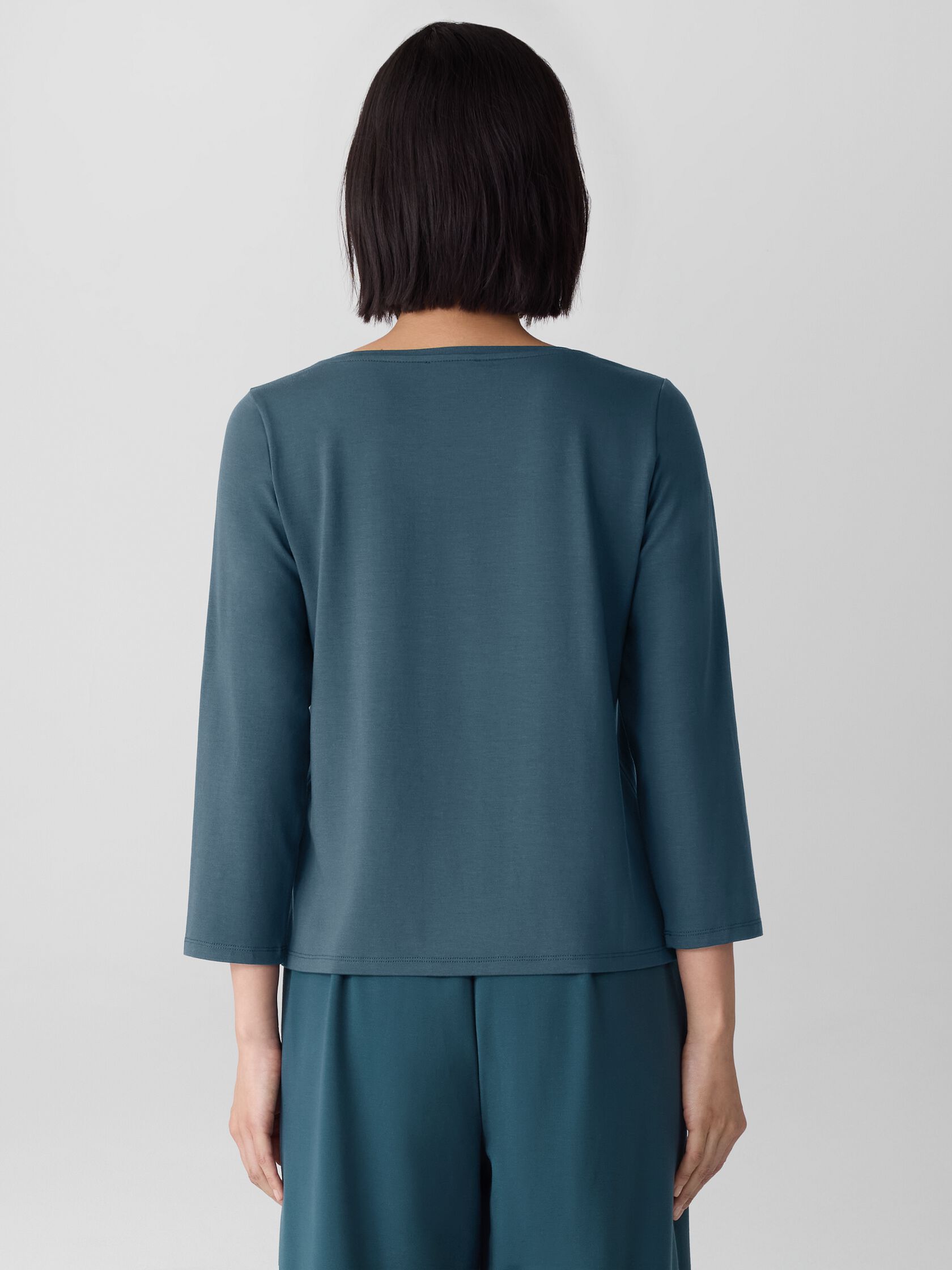 Stretch Jersey Knit Scoop Neck Top