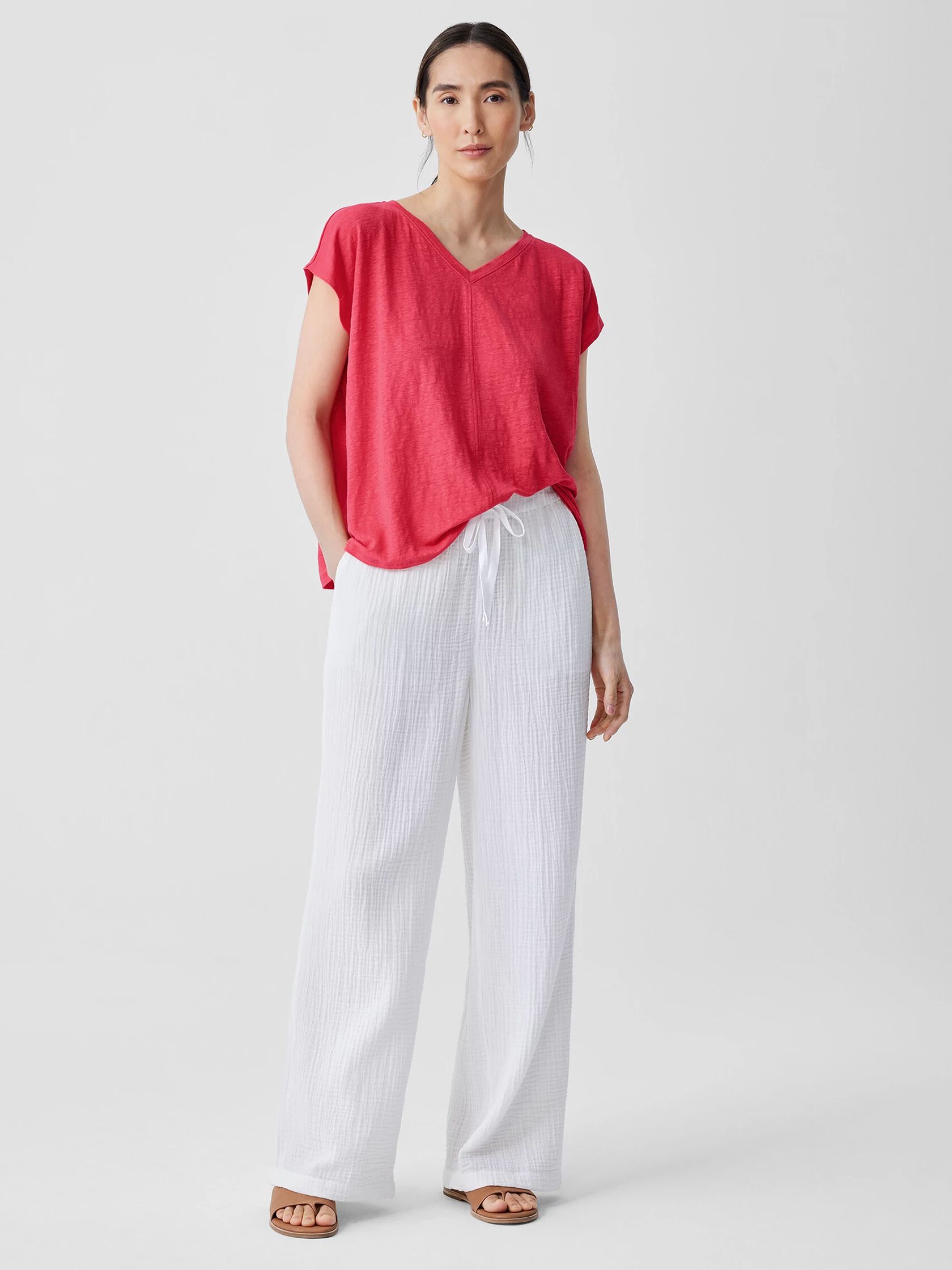 Organic Linen Jersey V-Neck Tee