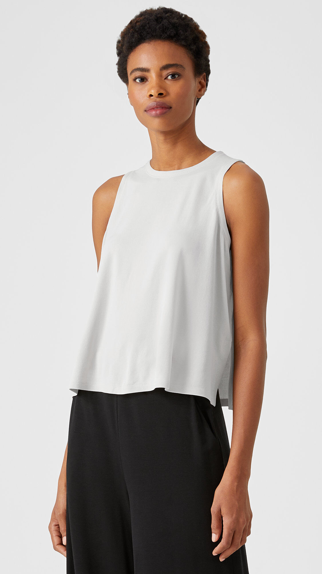 Stretch Silk Jersey Crew Neck Tank EILEEN FISHER