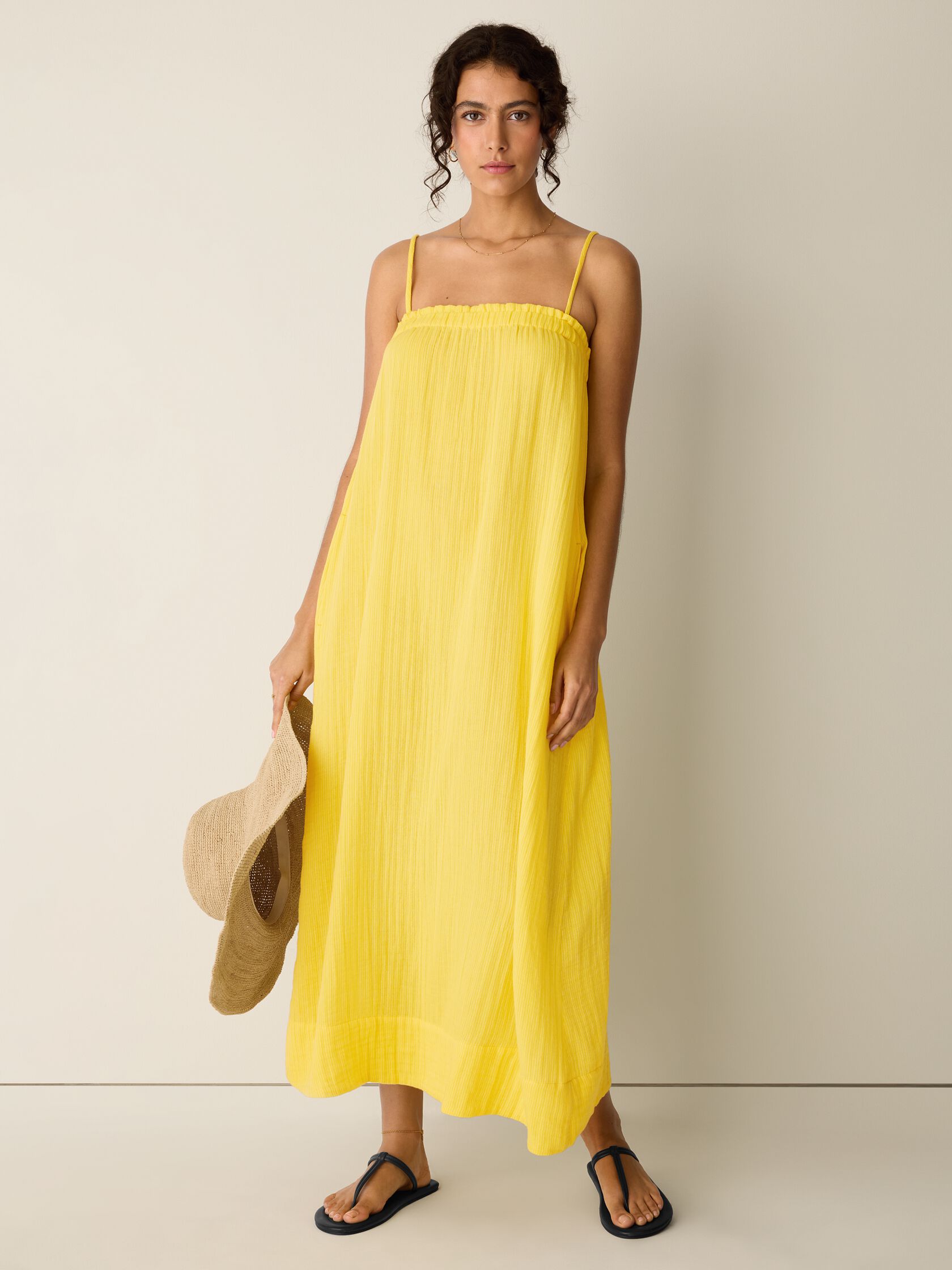 Striped Organic Cotton Gauze Cami Dress