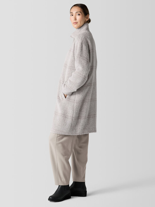 Luxe Alpaca Windowpane Stand Collar Coat