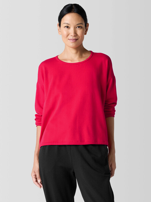 Cozy Brushed Terry Hug Round Neck Box-Top