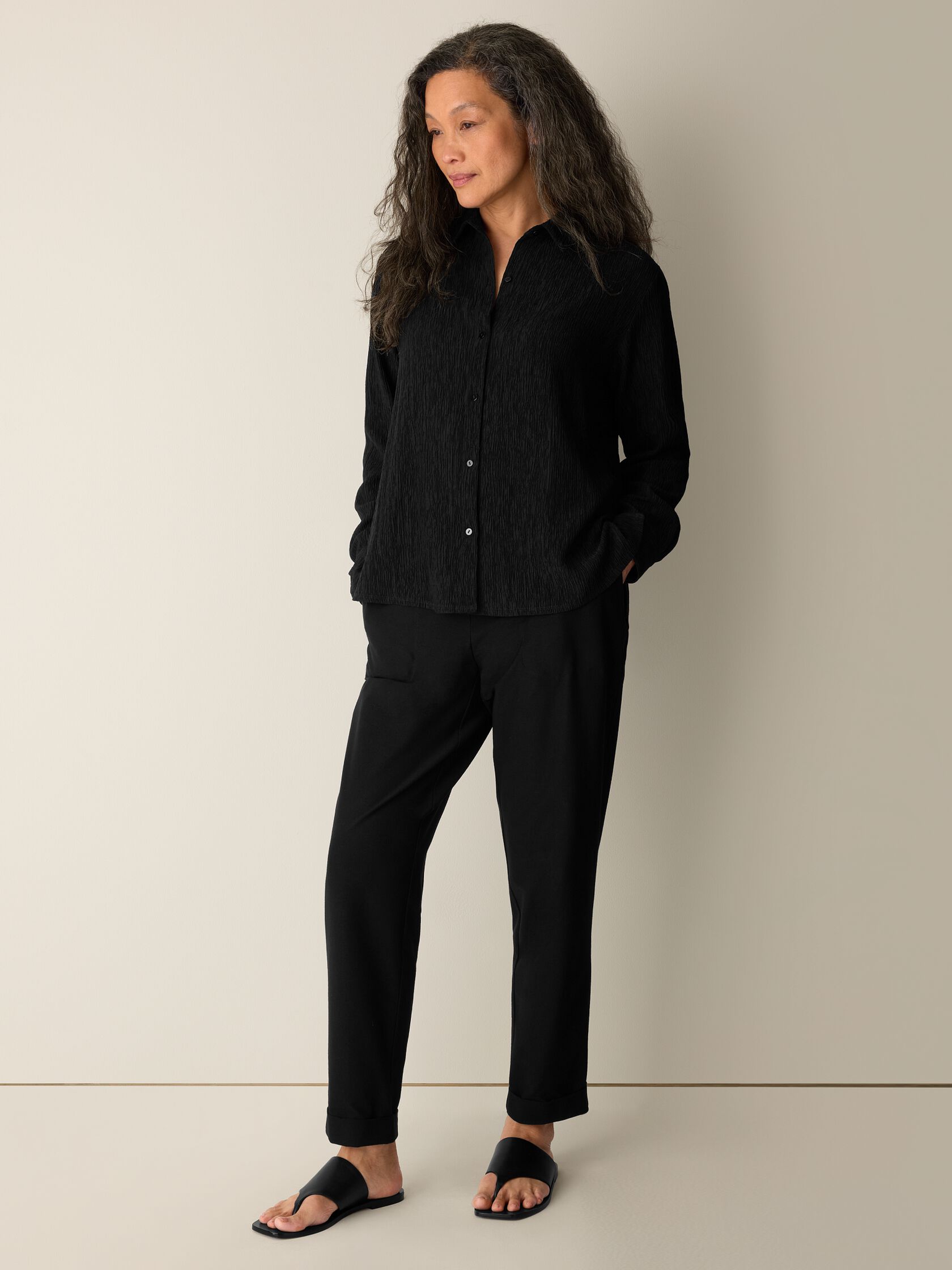 Woven Pliss&eacute; Classic Collar Shirt