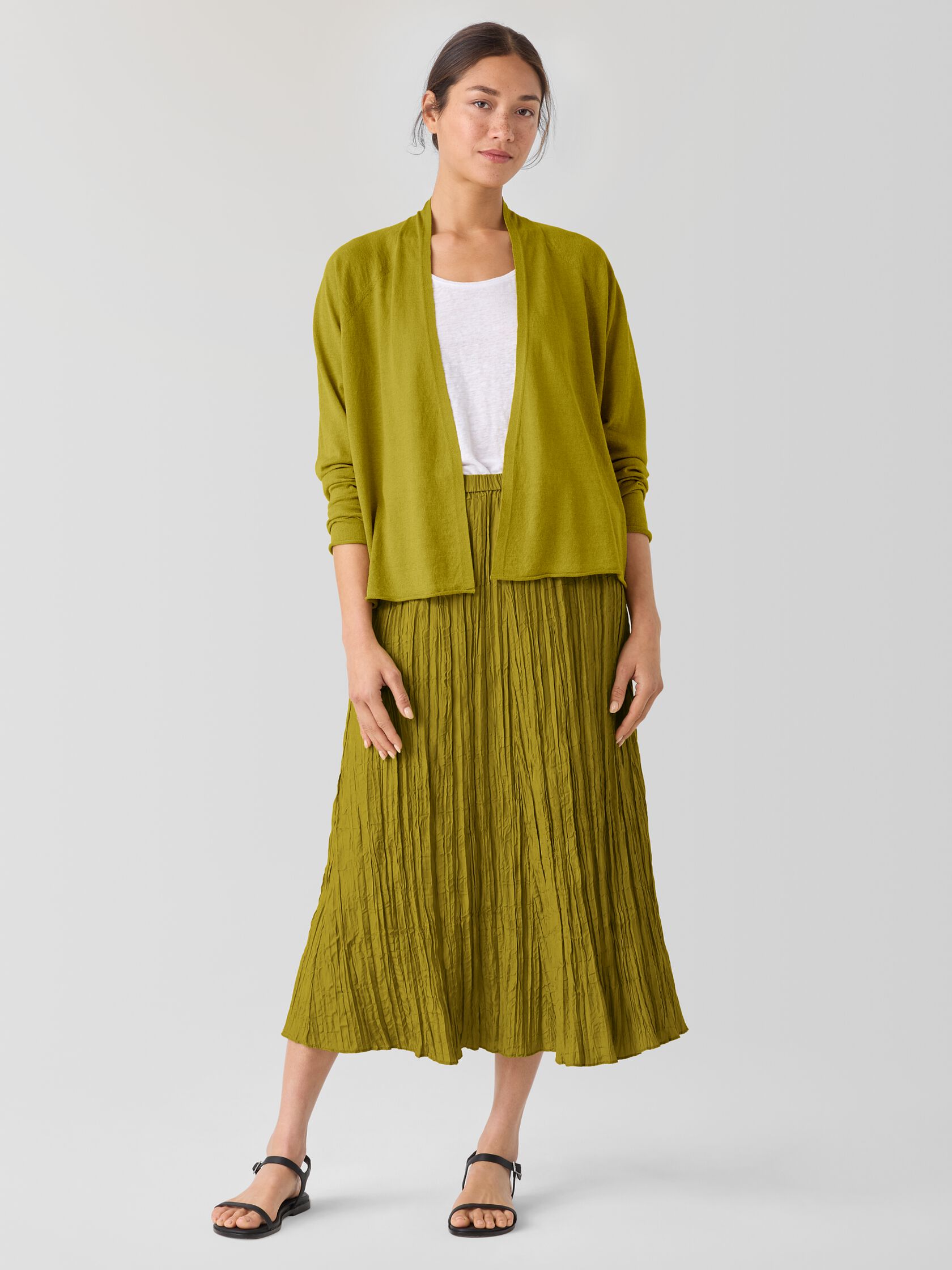 Organic Linen Cotton High Collar Cardigan