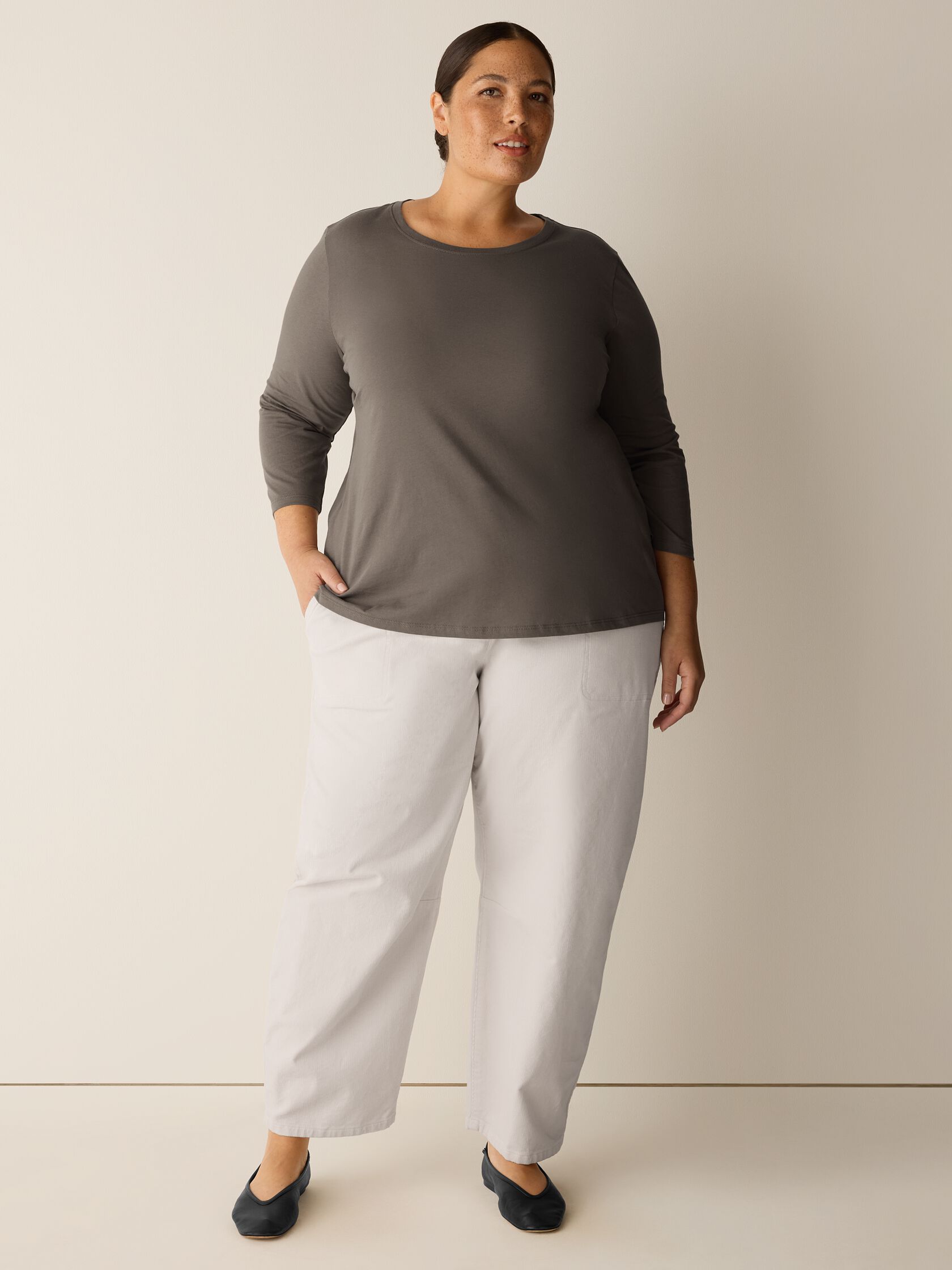 Organic Pima Cotton Jersey 3/4-Sleeve Tee