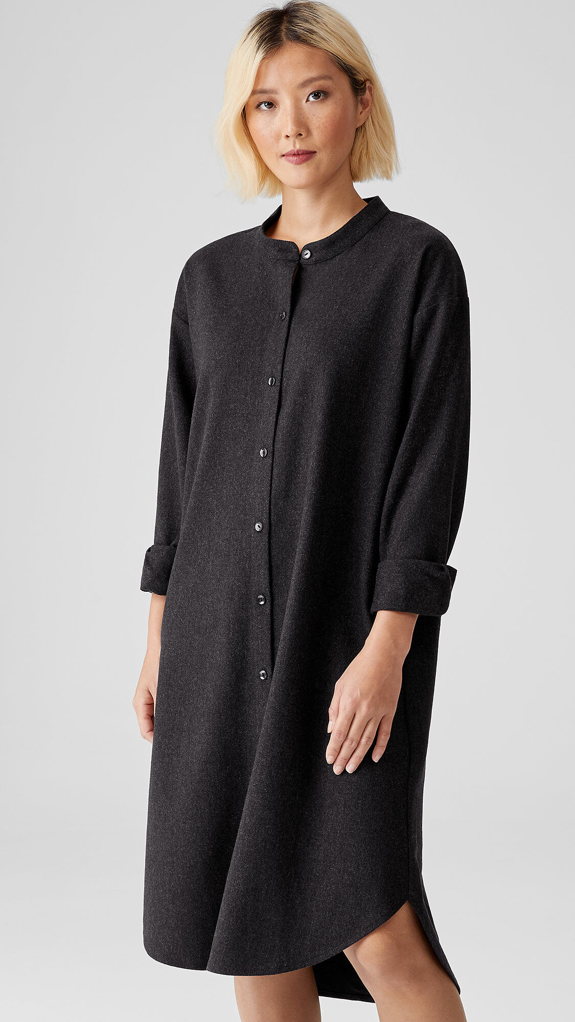 Soft Wool Flannel Shirtdress EILEEN FISHER