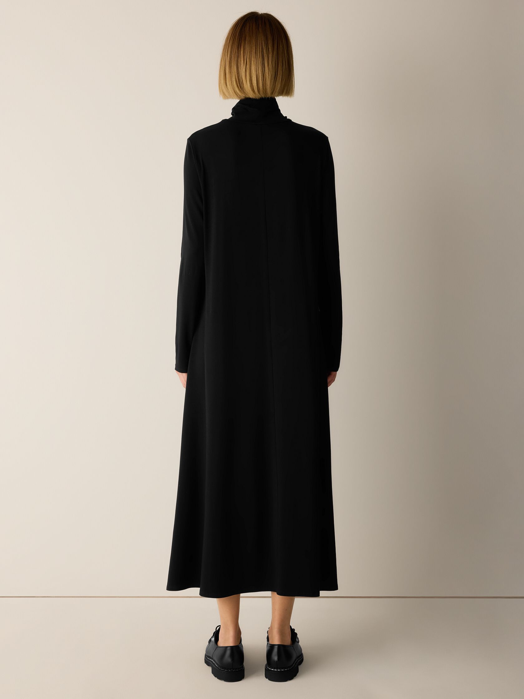 Stretch Jersey Knit Turtleneck Dress