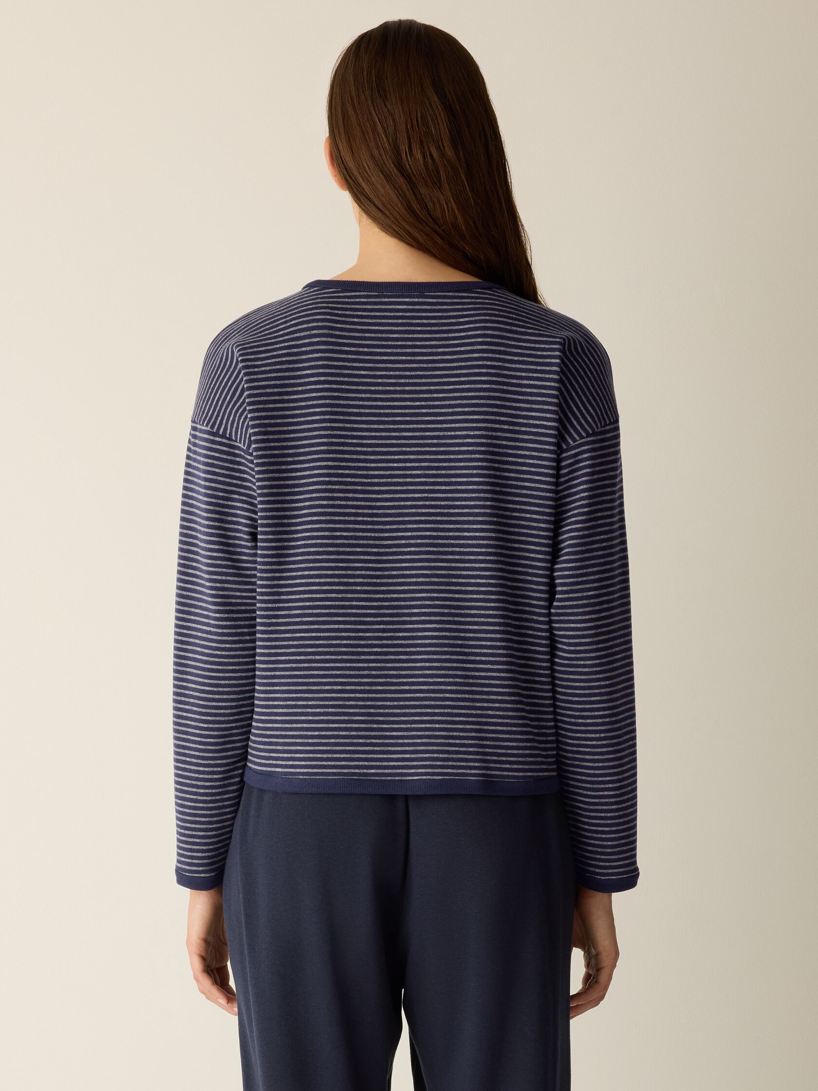 Striped Cozy Brushed Terry Box-Top