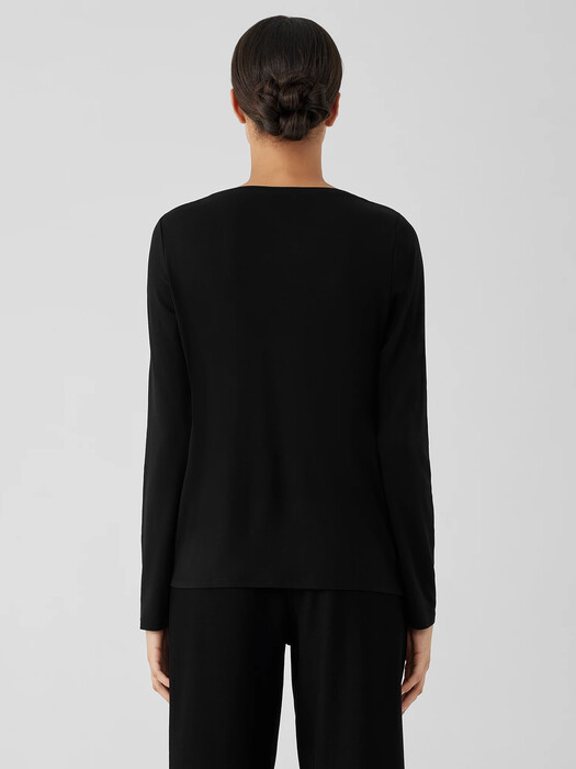 Stretch Silk Jersey Scoop Neck Top