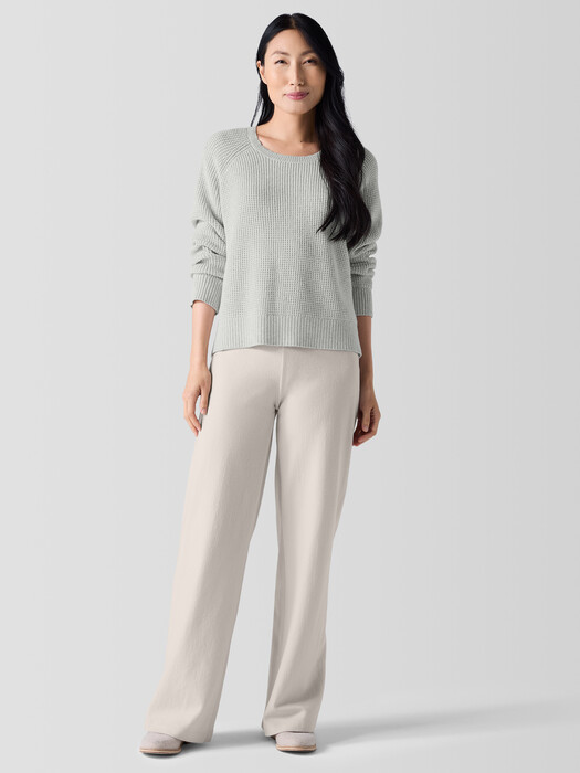 Cotton and Recycled Cashmere Thermal Crew Neck Top