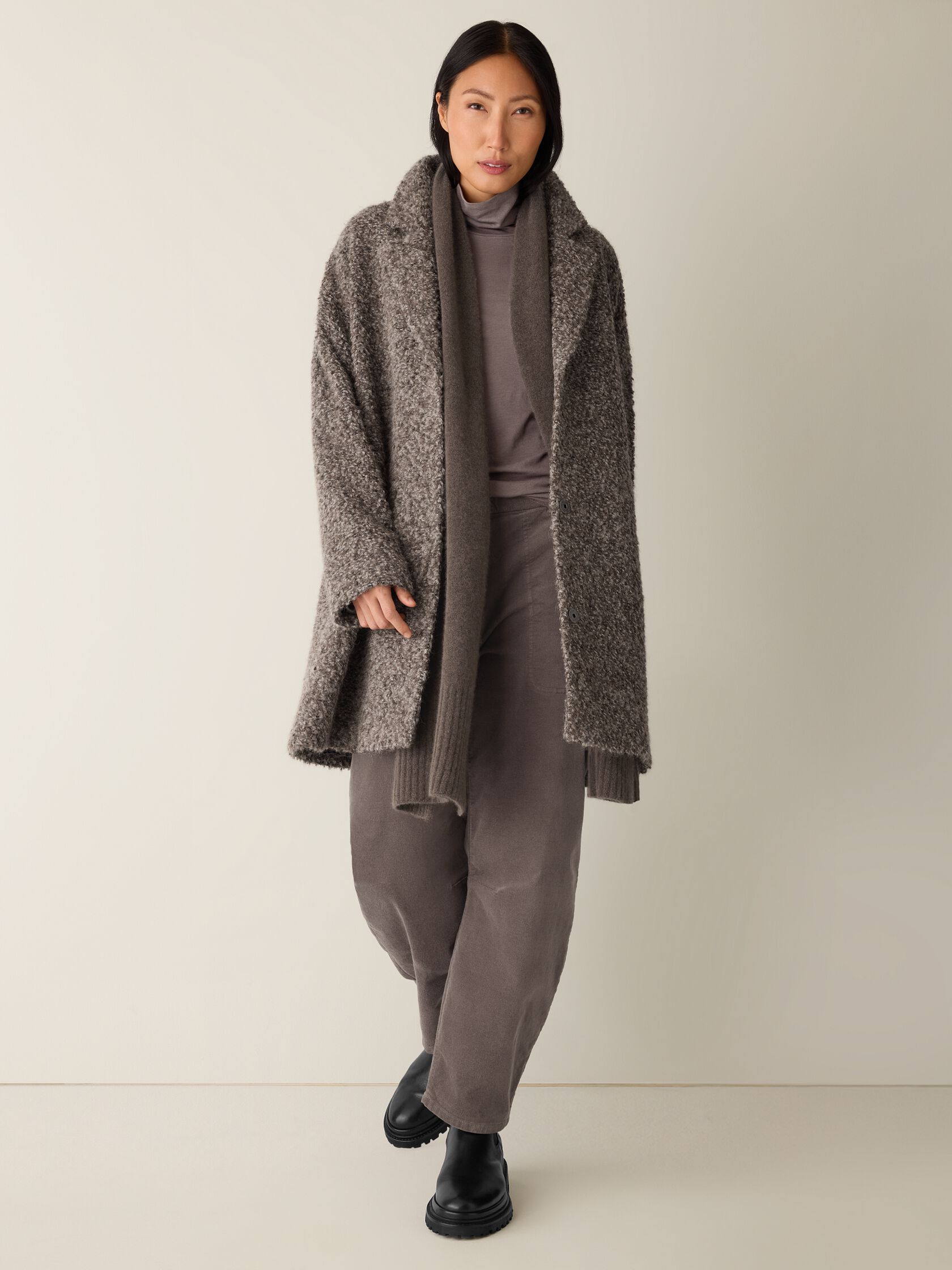 Curly Alpaca Notch Collar Coat