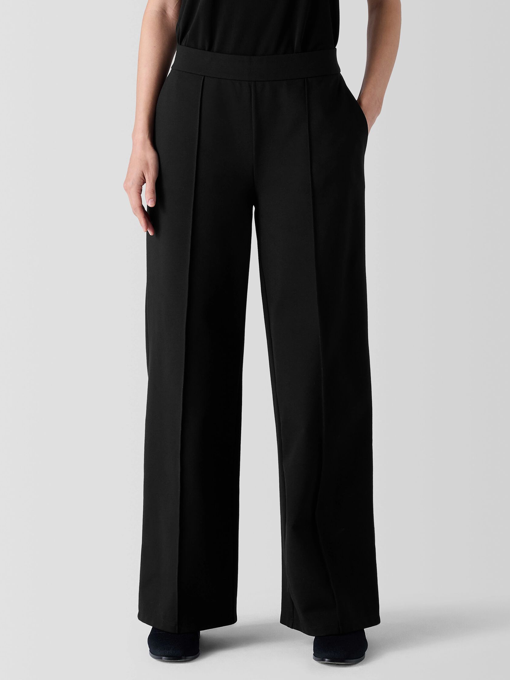 Washable Flex Ponte Pintuck Wide Pant