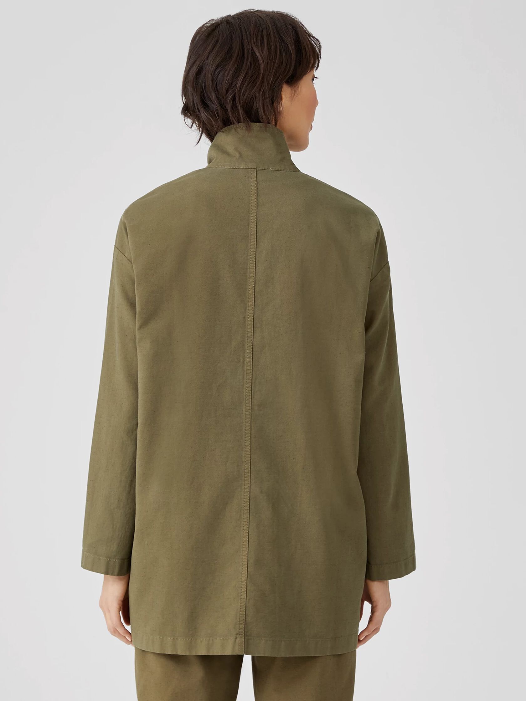 Organic Cotton Hemp Stand Collar Long Jacket
