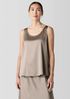 Stretch Silk Charmeuse Scoop Neck Tank