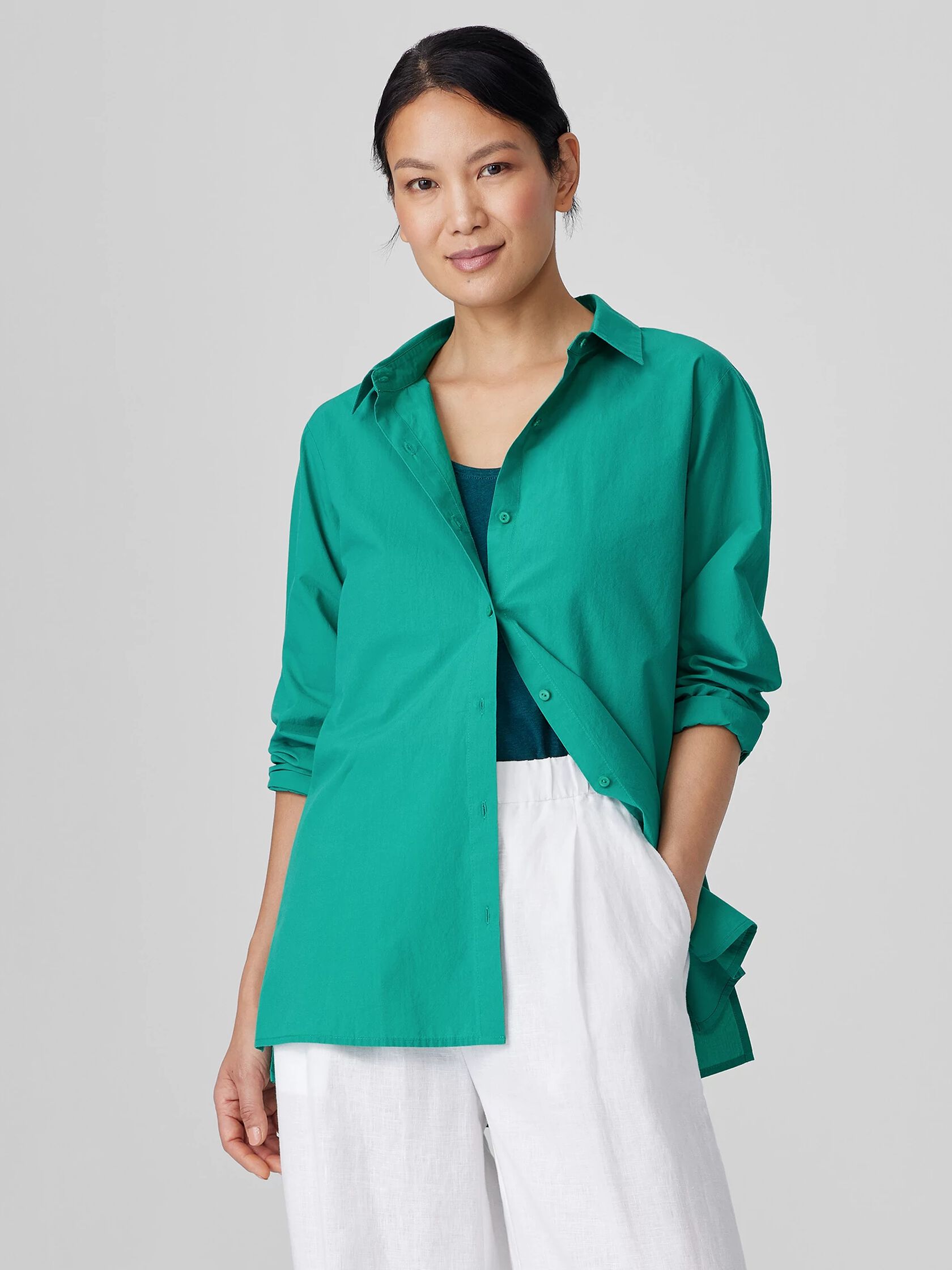 Washed Organic Cotton Poplin Classic Collar Shirt