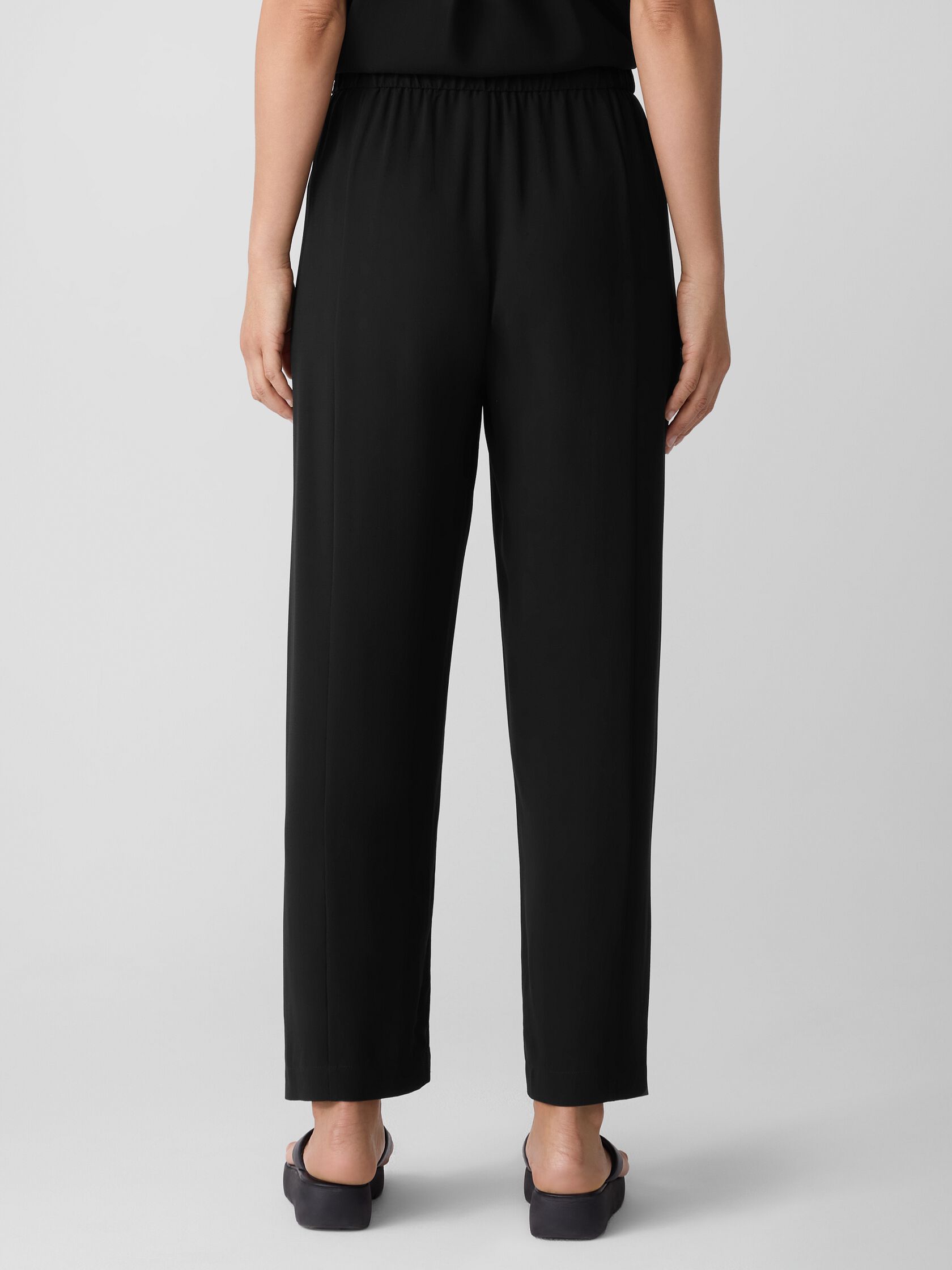 Silk Georgette Crepe Pleated Straight Pant