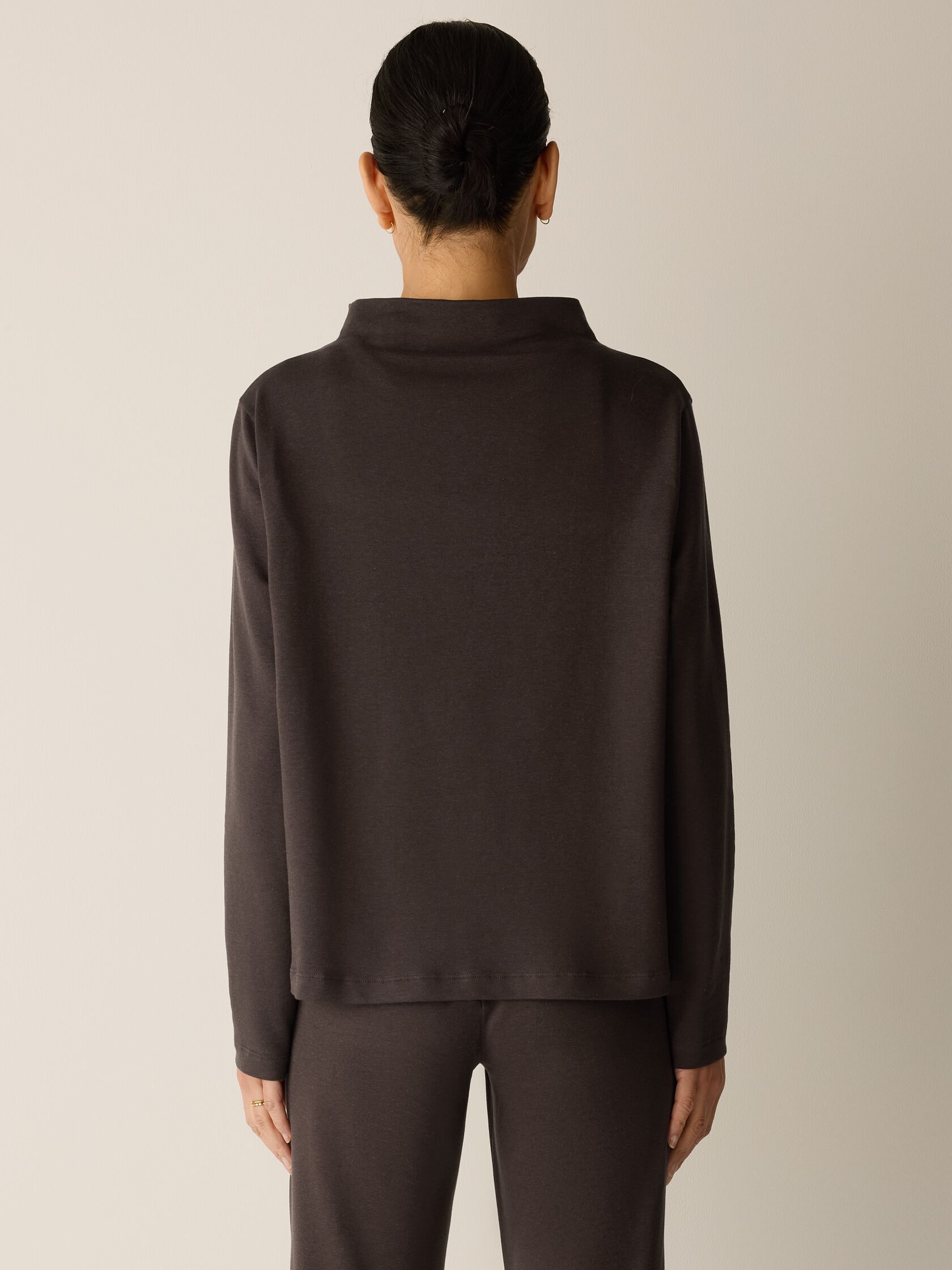 Cozy Brushed Terry Hug Funnel Neck Top