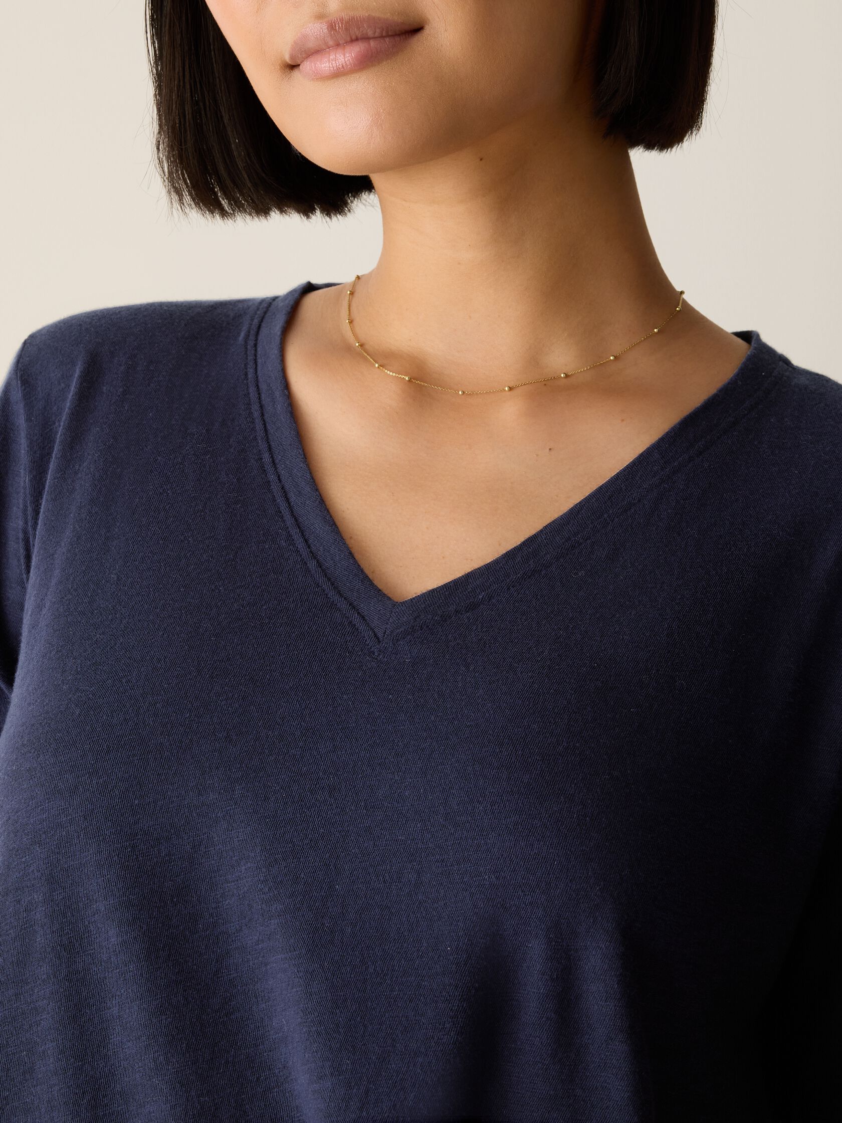 Organic Cotton Slubby Jersey V-Neck Tee