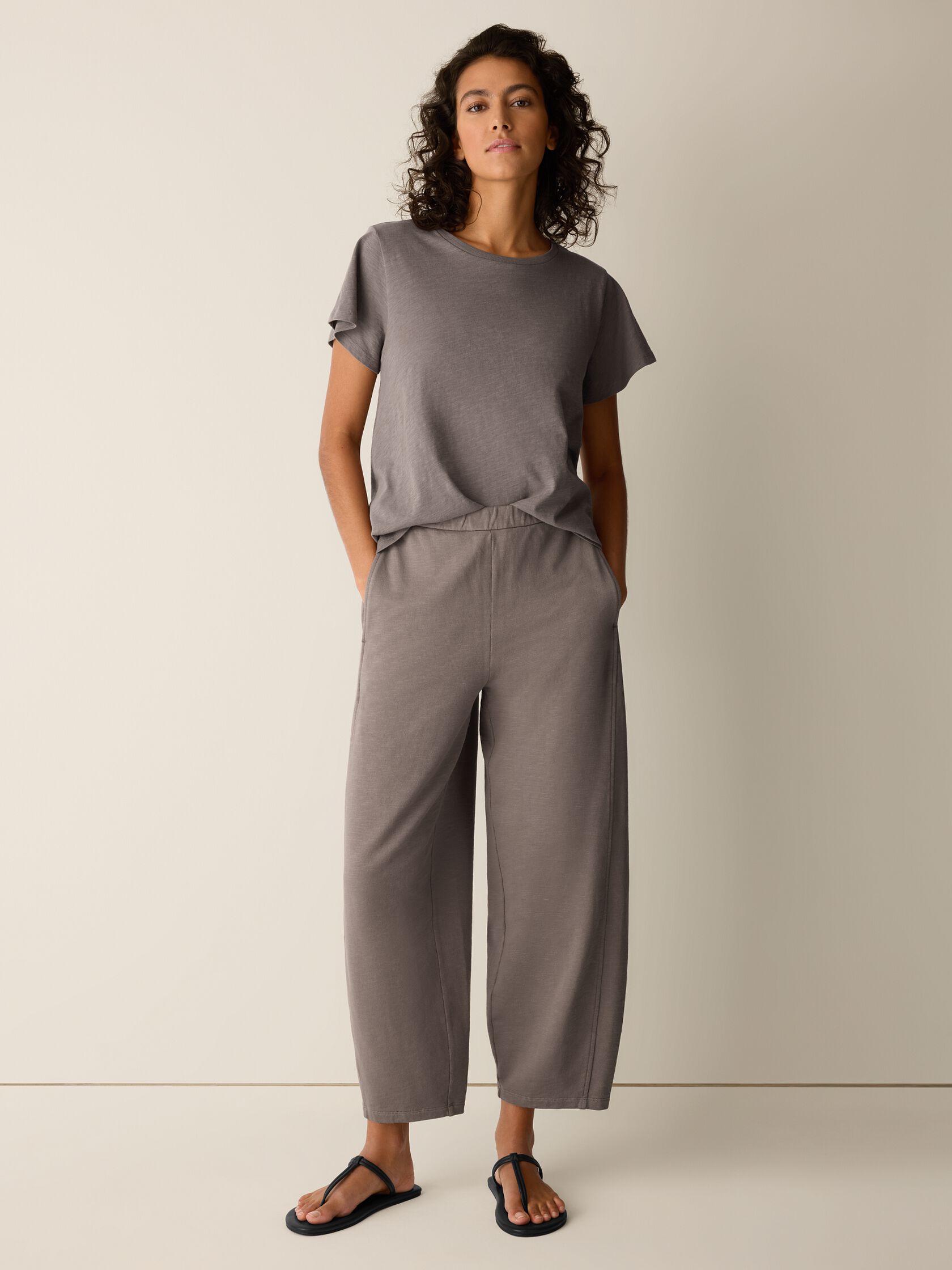 Garment-Dyed Organic Cotton Terry Lantern Pant