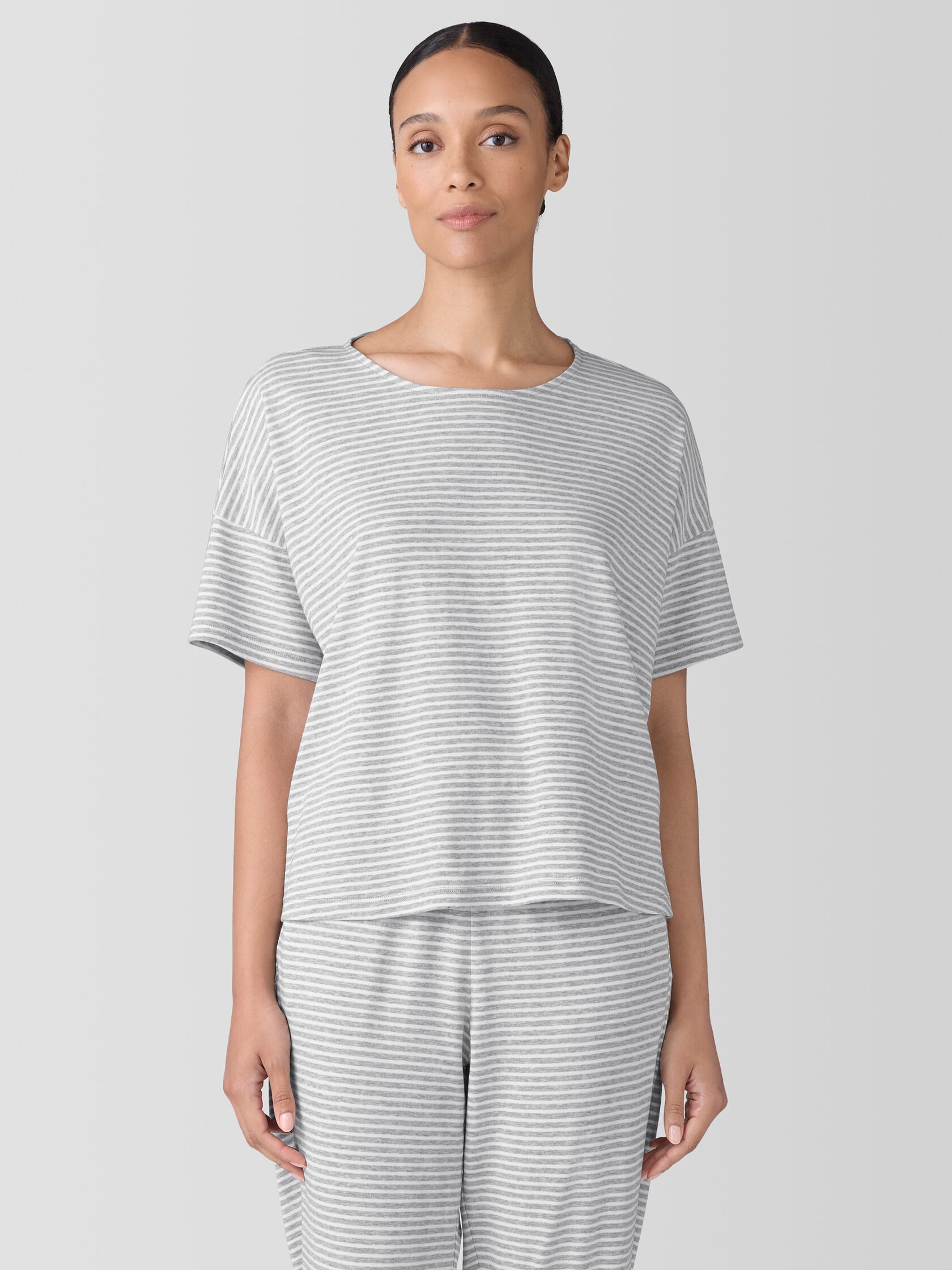 Striped Organic Cotton Interlock Sleep Tee