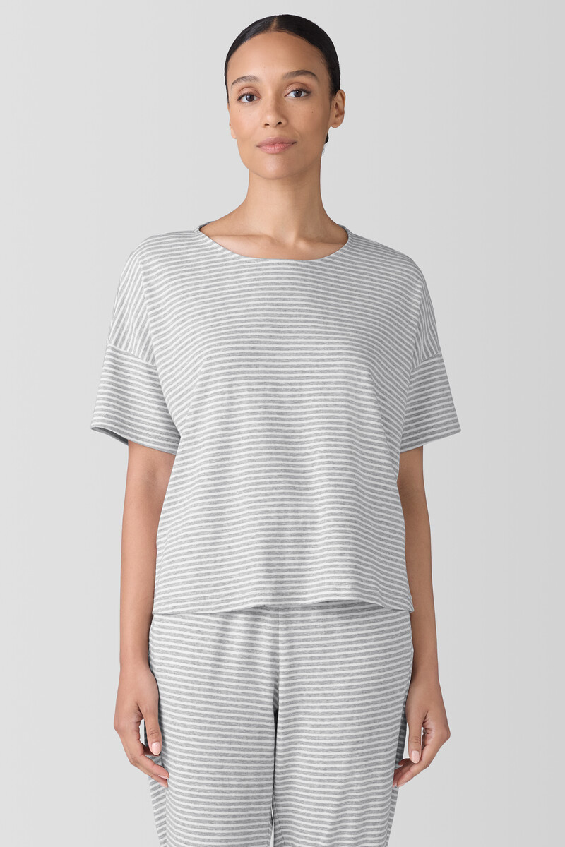 Striped Organic Cotton Interlock Sleep Tee Striped Organic Cotton Interlock Sleep Tee