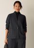 Mélange Boiled Wool Jersey High Collar Jacket in Regenerative Wool