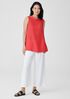 Garment-Dyed Handkerchief Linen Mock Neck Top