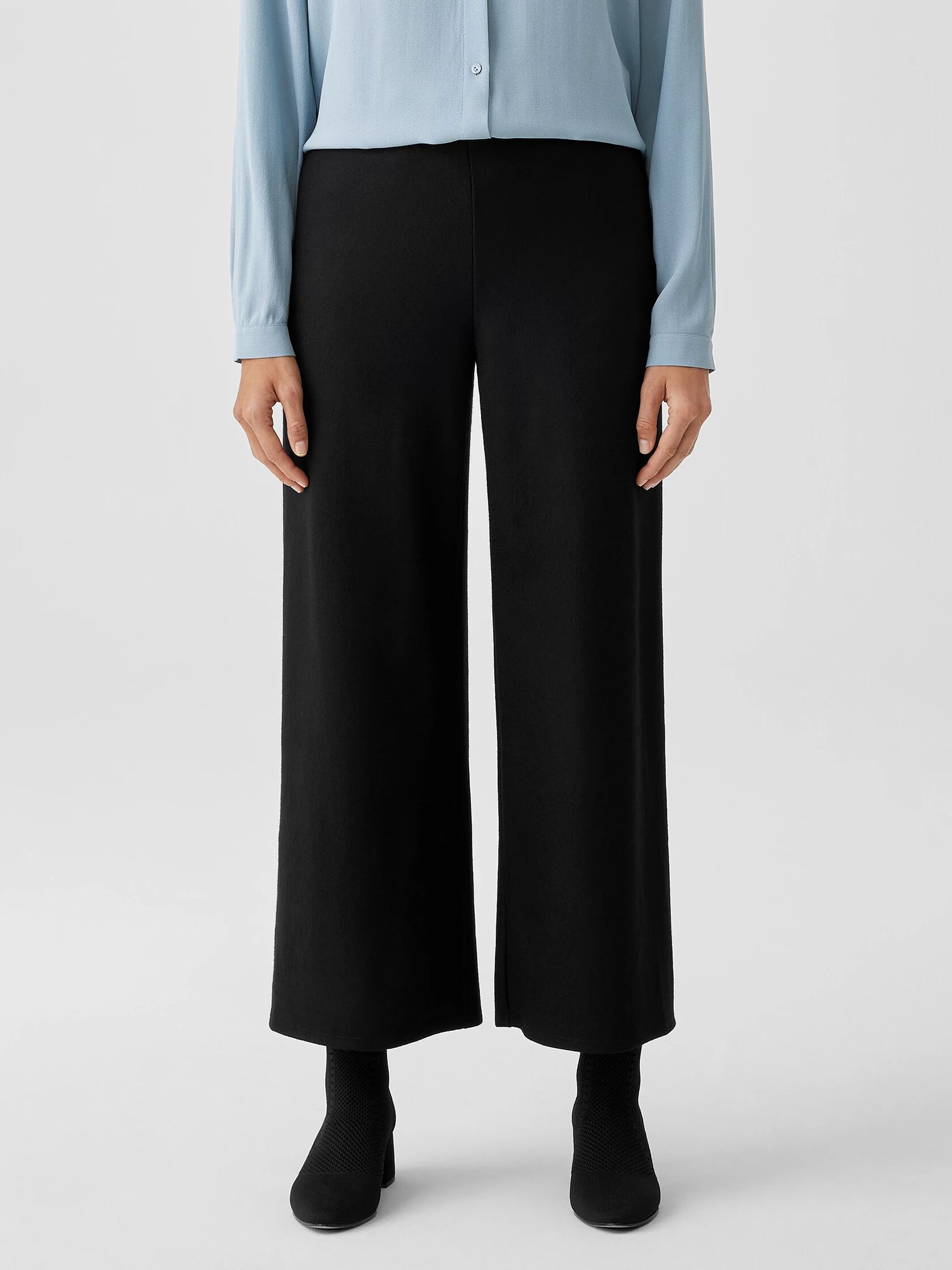 Boiled Wool Jersey Wide-Leg Pant