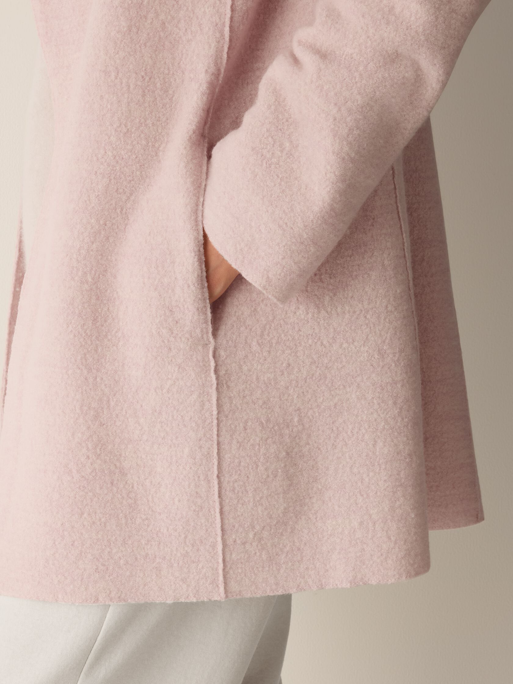 Lightweight Boiled Wool High Collar Jacket in Regenerative Wool