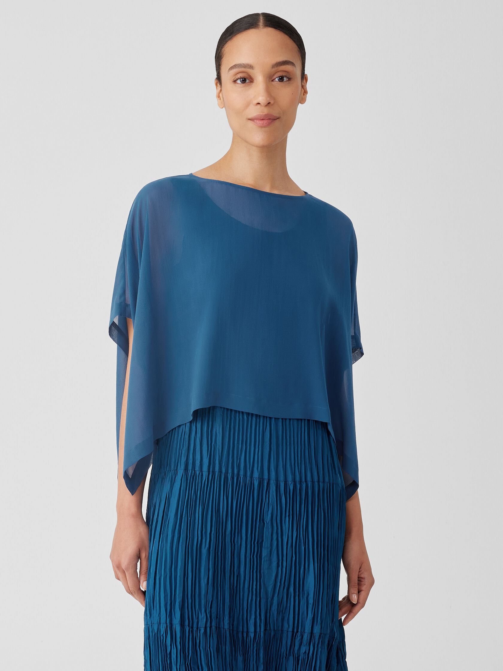 Sheer Silk Georgette Poncho