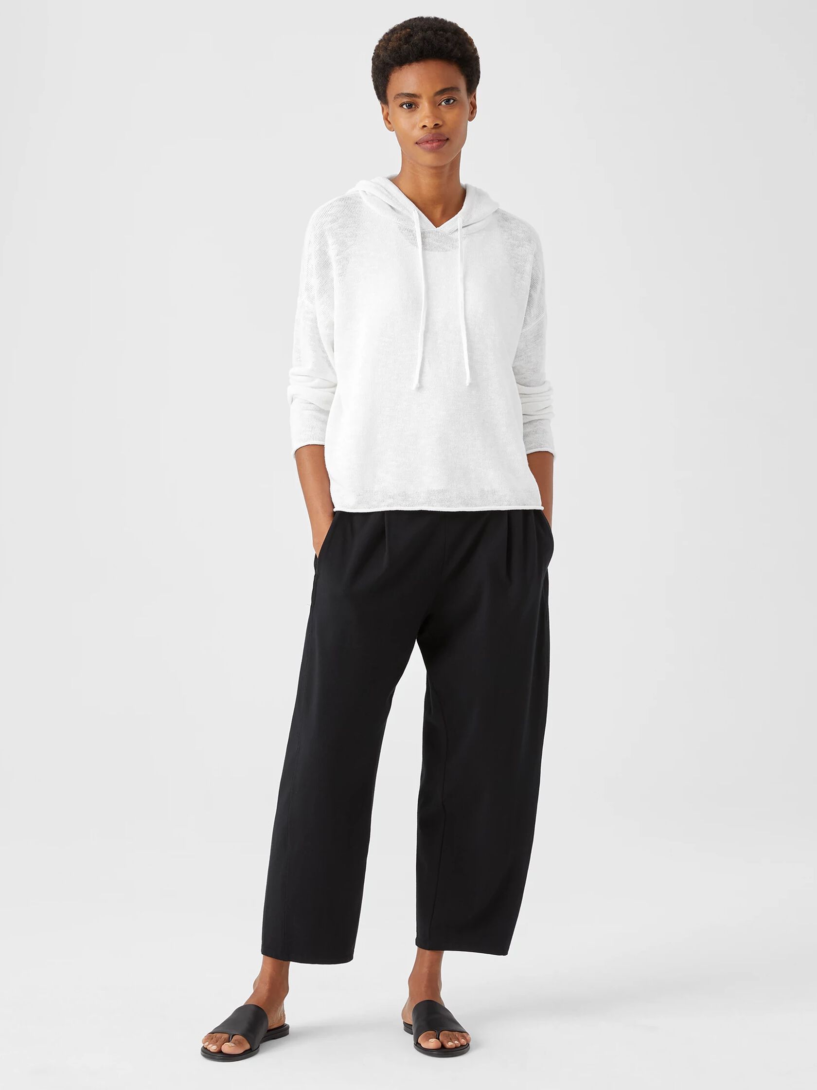 Organic Cotton Linen Slub Hooded Top