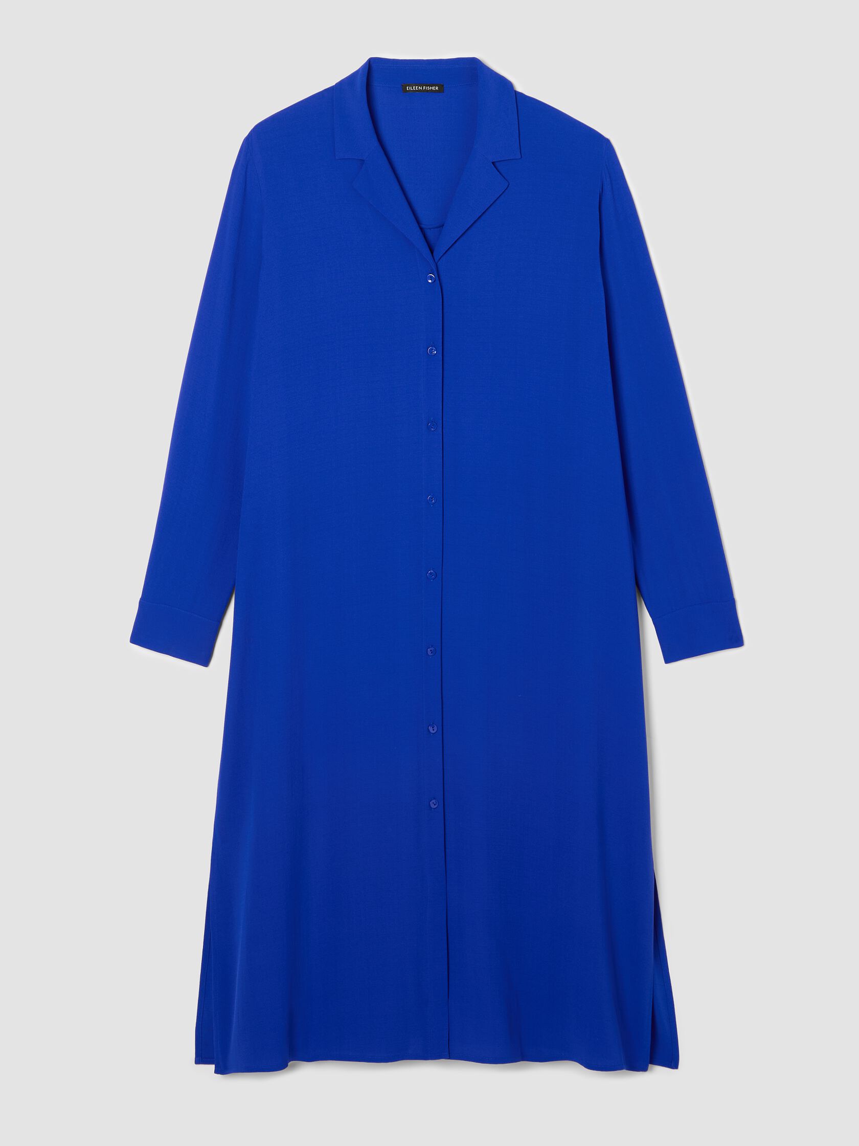 Silk Georgette Crepe Notch Collar Shirtdress