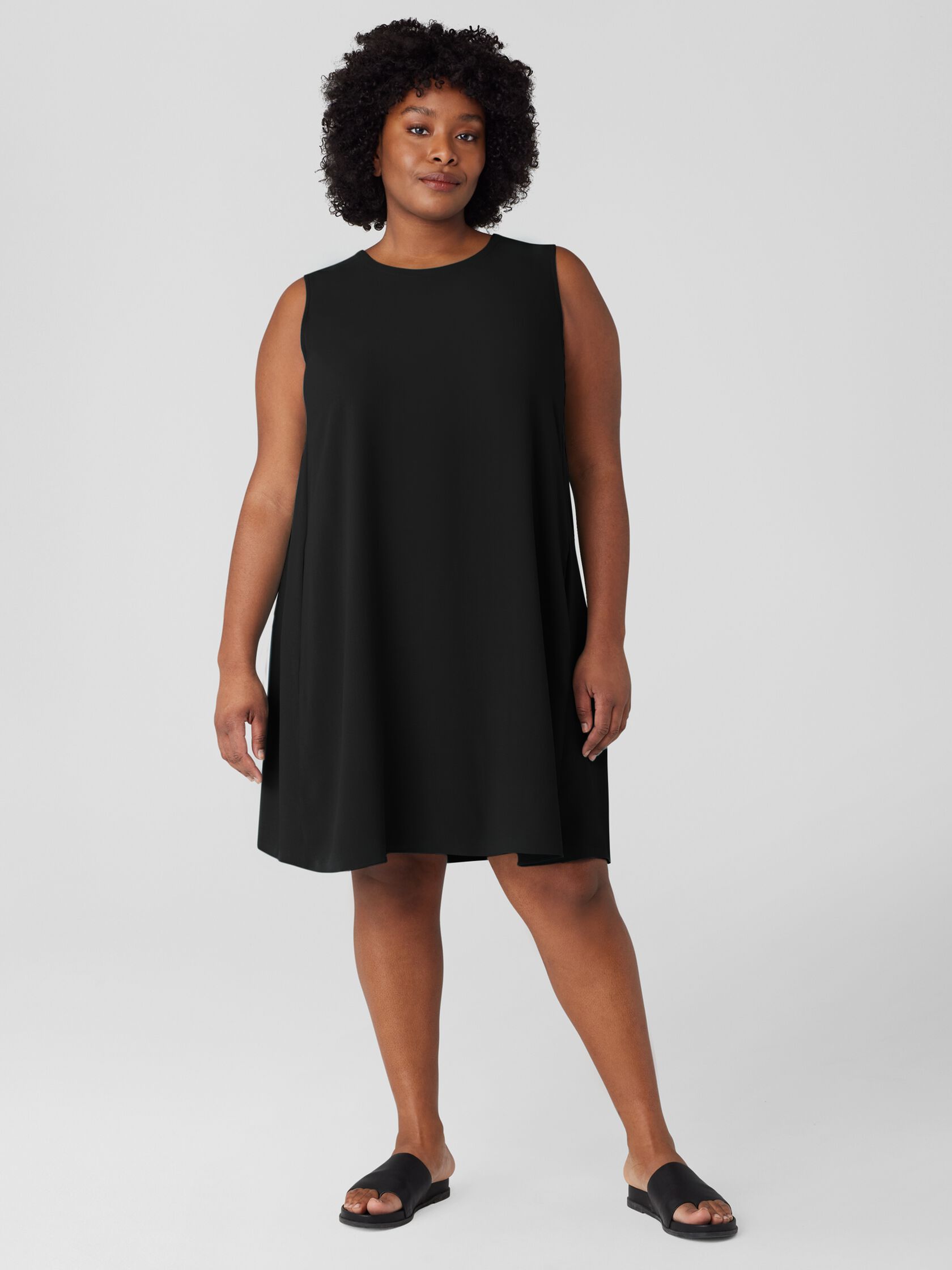 Silk Georgette Crepe Round Neck Dress