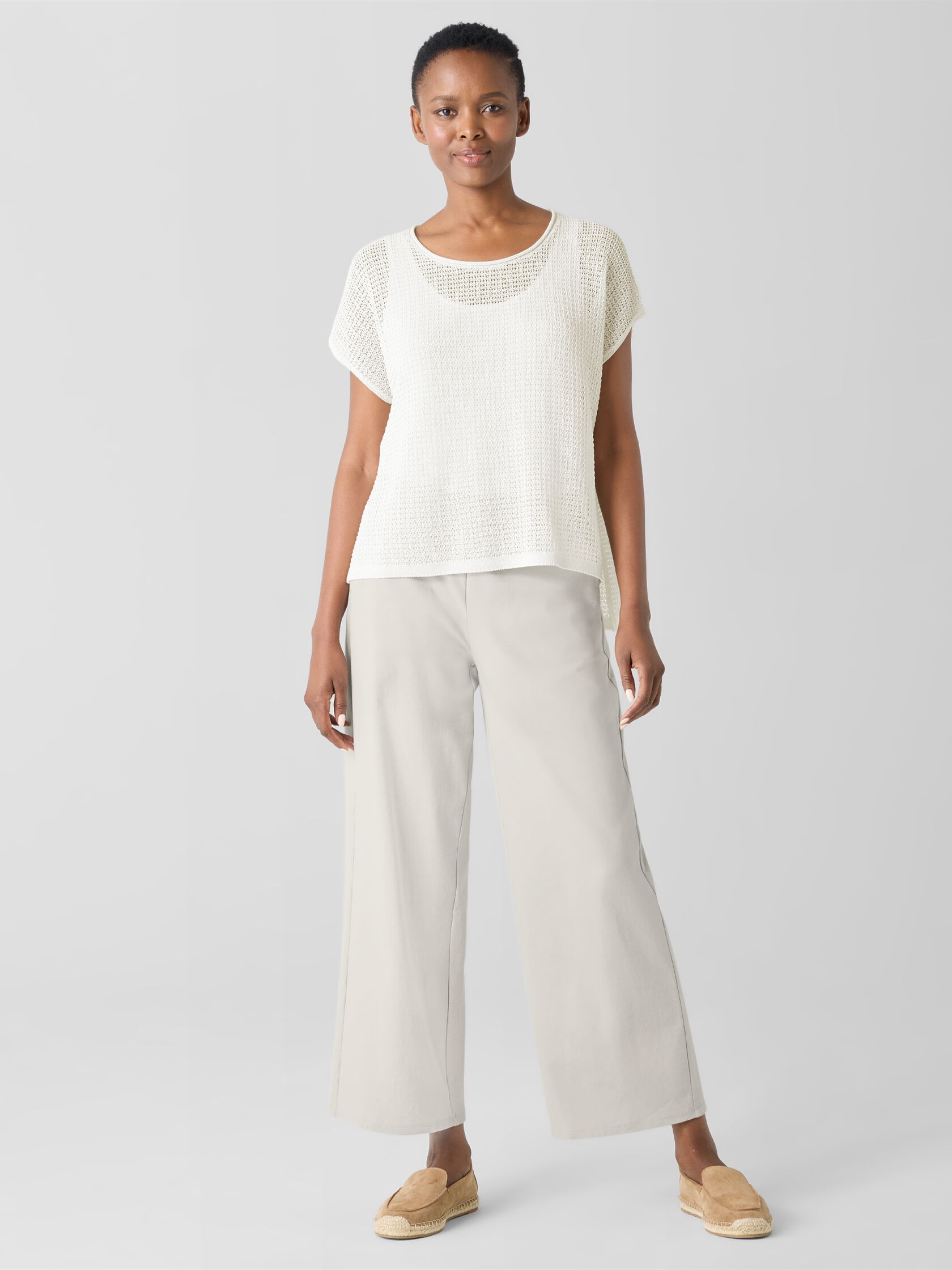 Cotton Blend Ponte Wide-Leg Pant