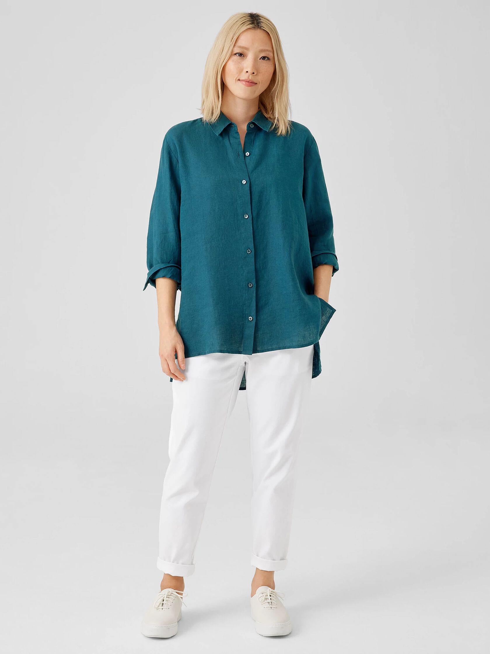 Handkerchief Linen Classic Collar Shirt