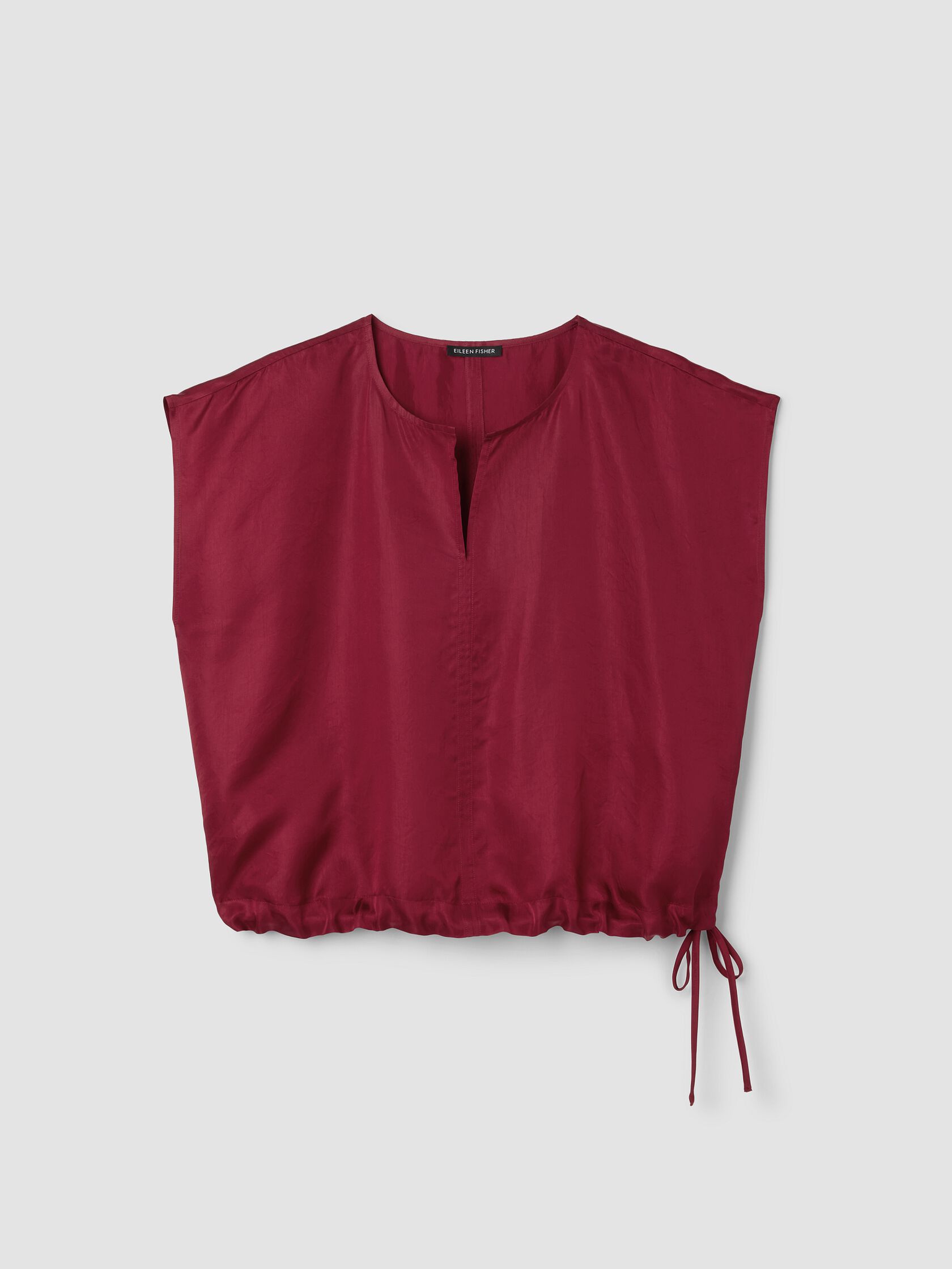 Lightweight Satin Shimmer Split Neck Top