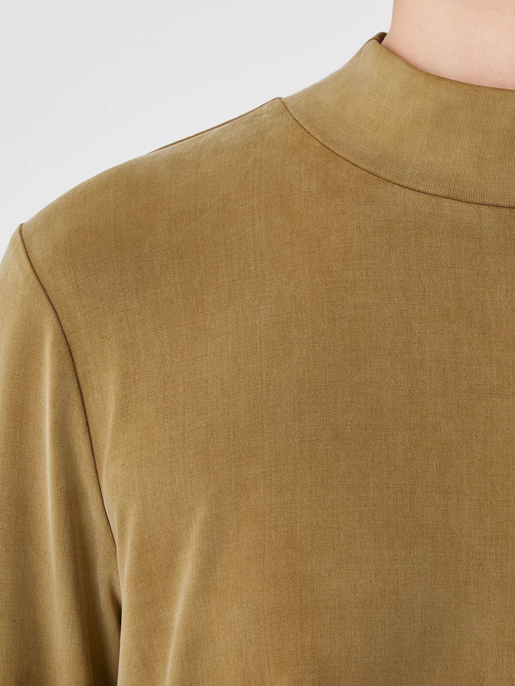 Sandwashed Cupro Knit Mock Neck Top
