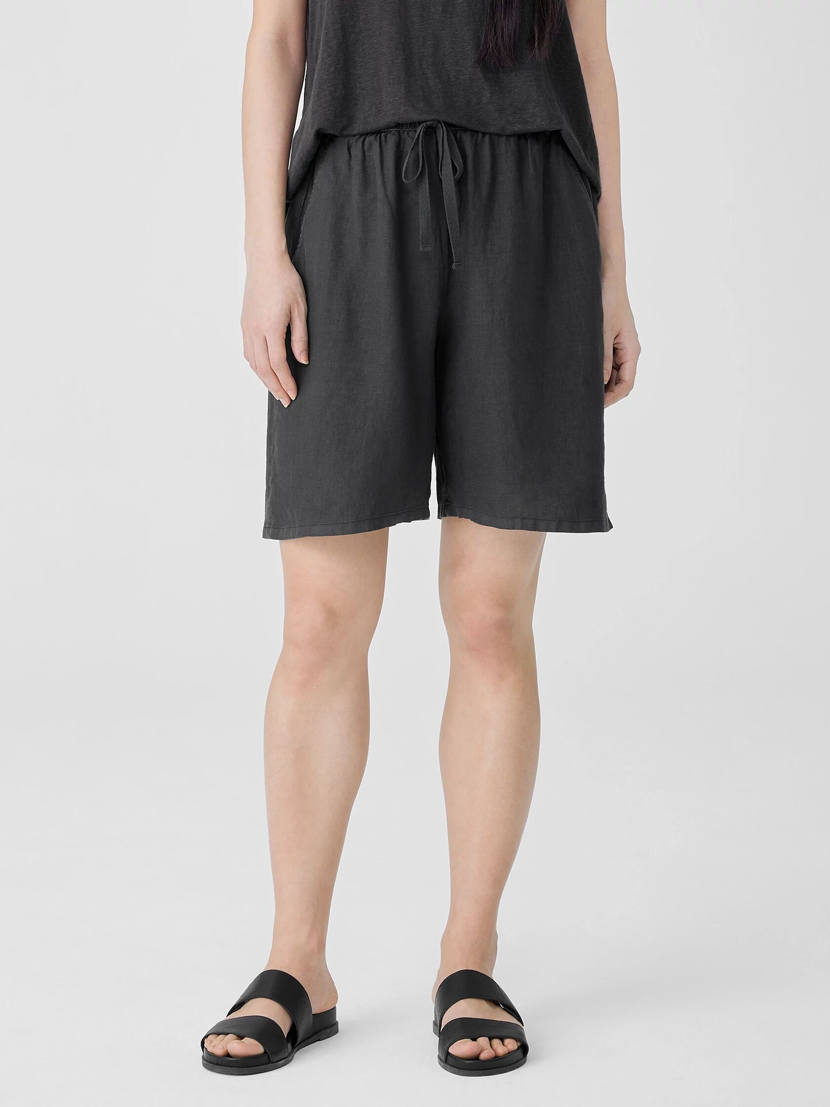Garment-Dyed Organic Linen Shorts