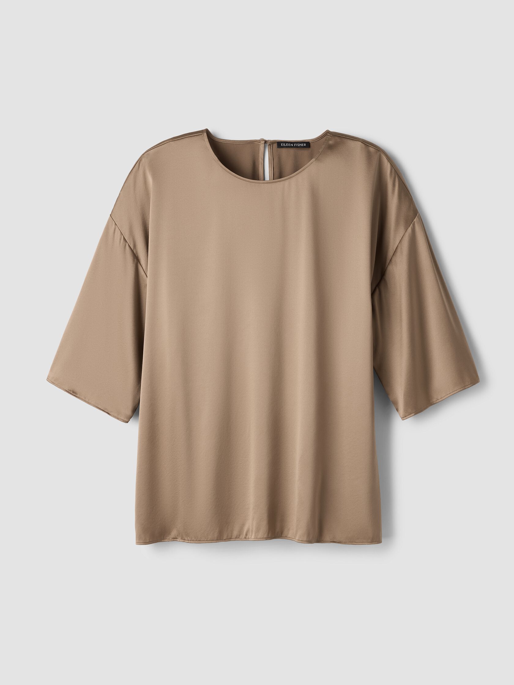 Stretch Silk Charmeuse Round Neck Top