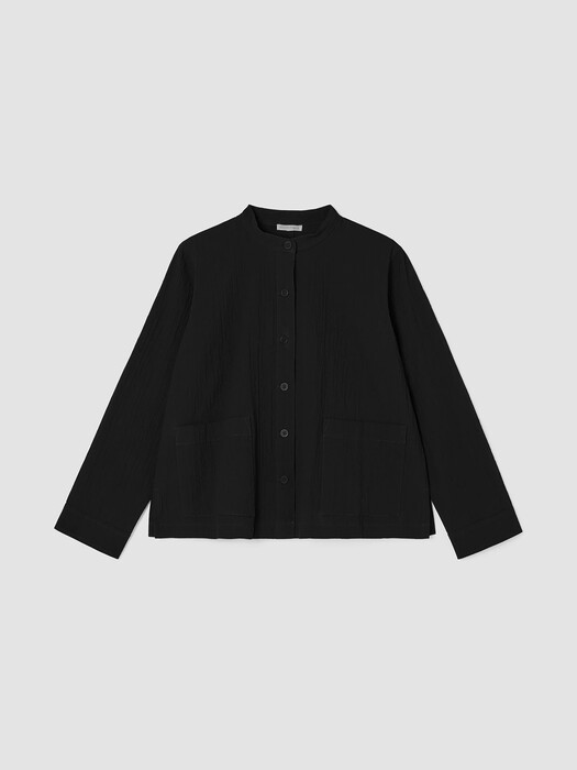 Organic Cotton Pucker Mandarin Collar Jacket