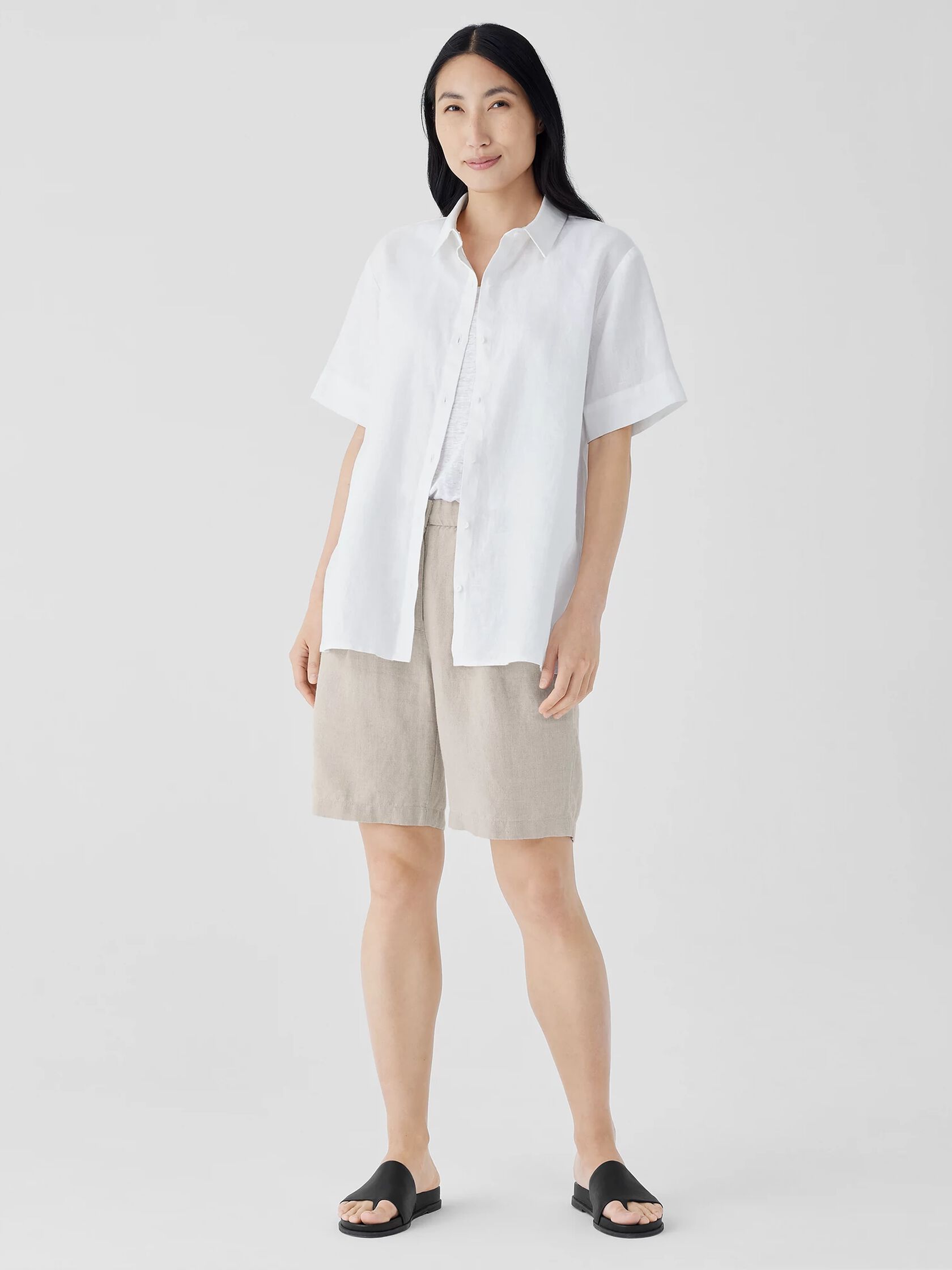 Organic Linen Classic Collar Short-Sleeve Shirt