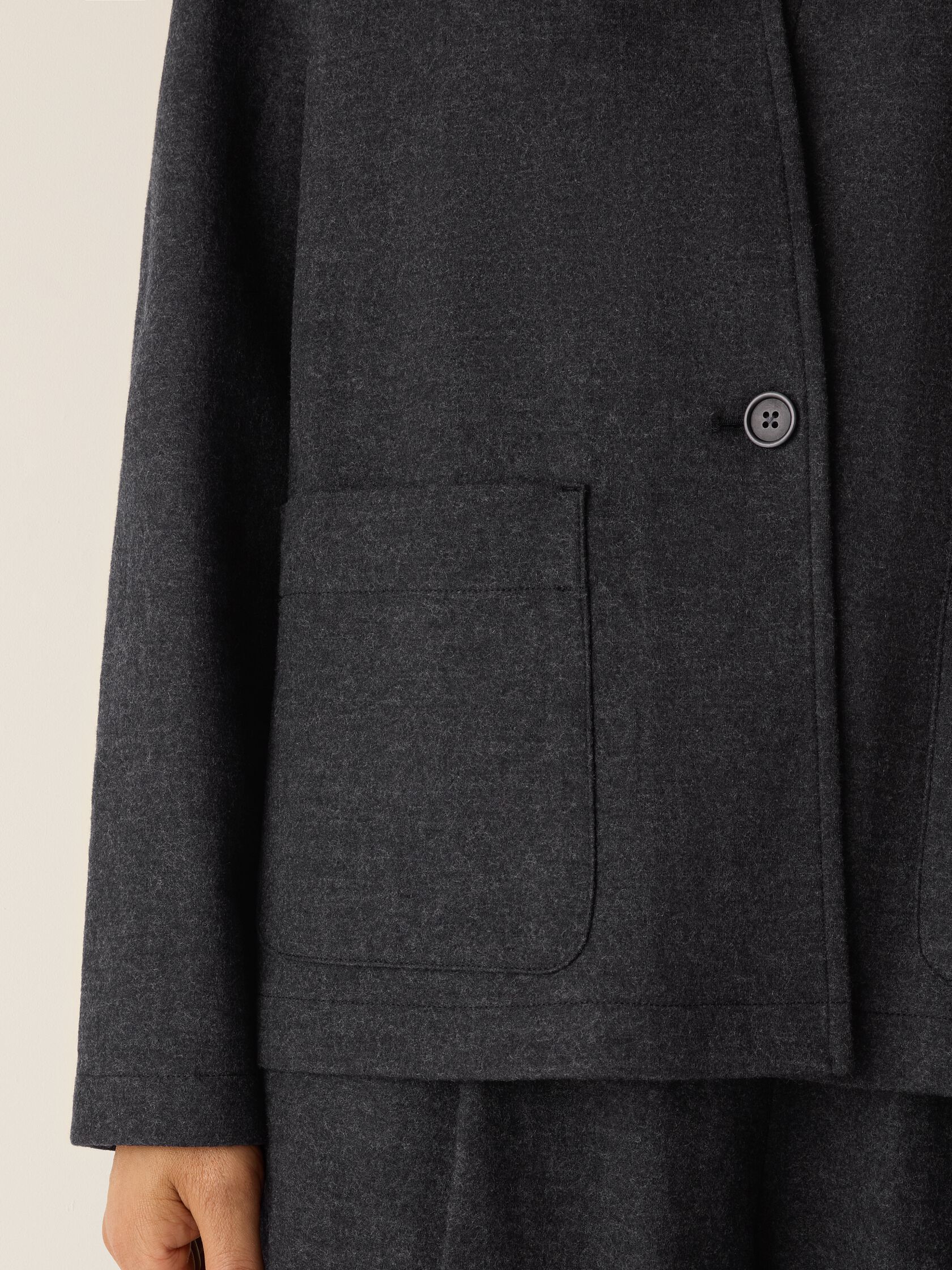 Mélange Boiled Wool Jersey High Collar Jacket in Regenerative Wool