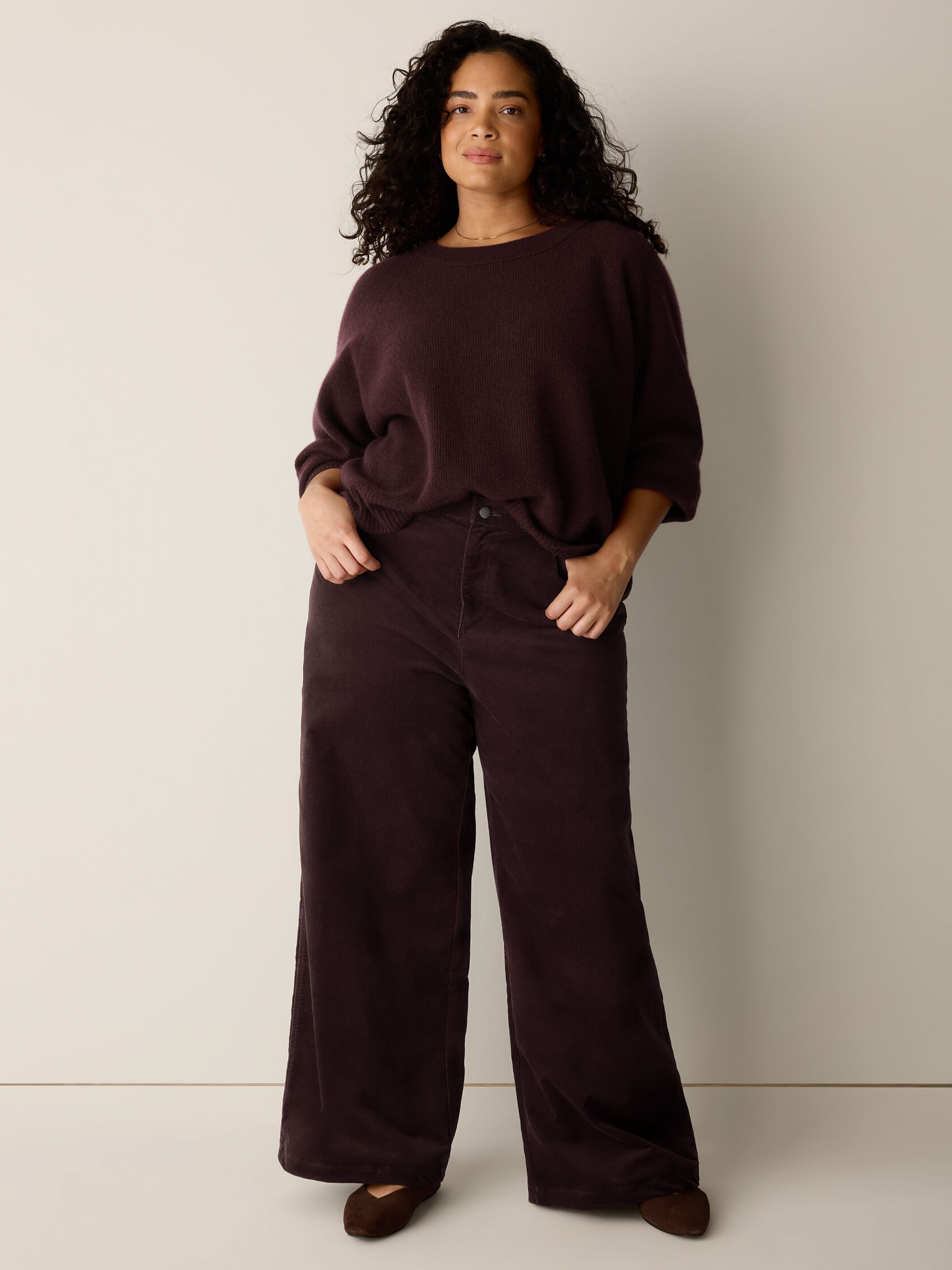 Brushed Organic Cotton Wide-Leg Pant