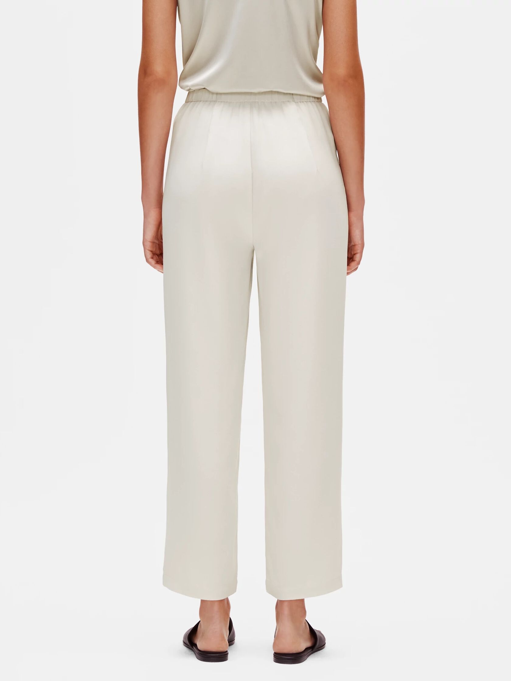 System Silk Georgette Straight Ankle Pant