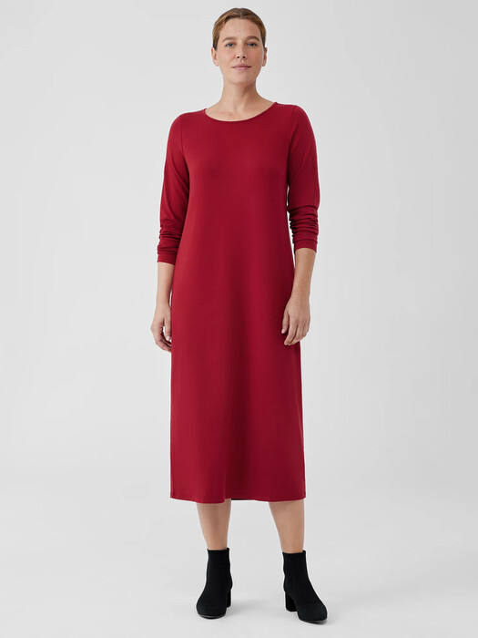 Stretch Jersey Knit Jewel Neck Dress