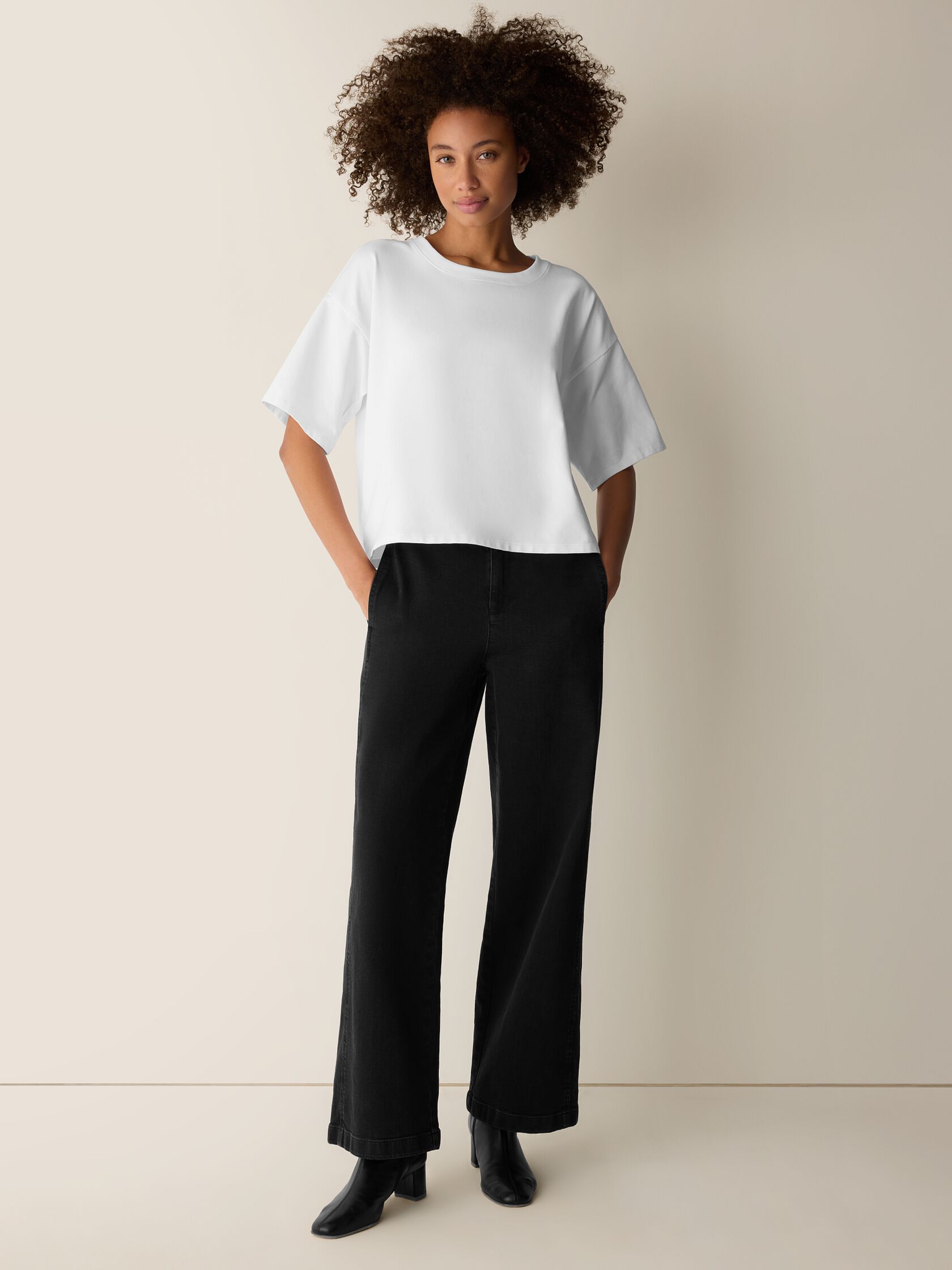 Pima Cotton Stretch Jersey Crew Neck Tee