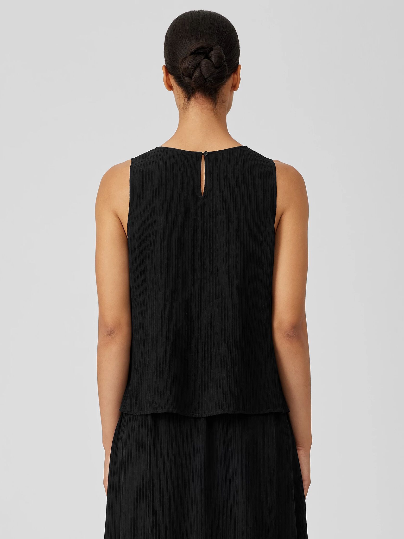 Accordion Silk Jacquard Round Neck Tank
