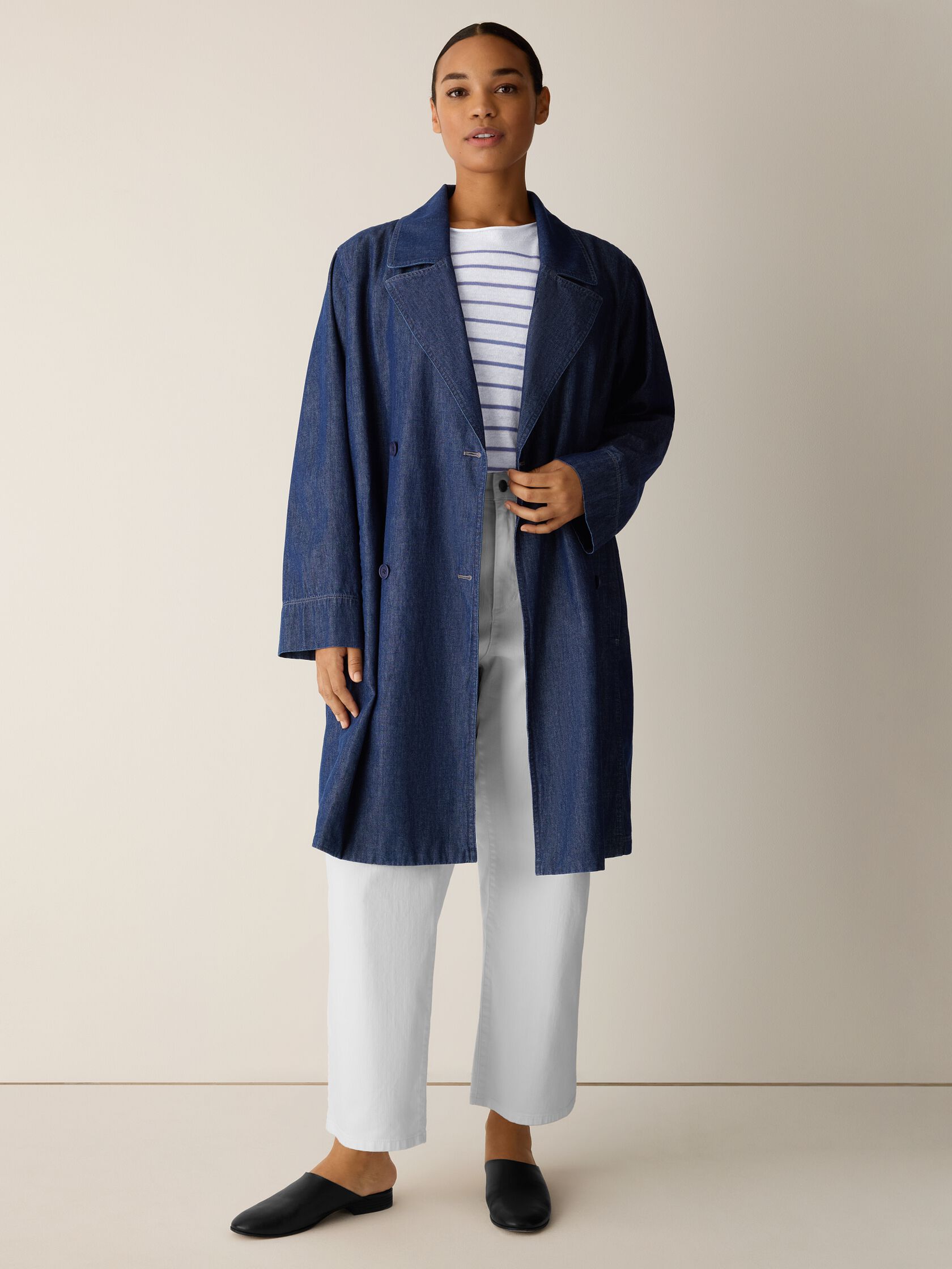 Lightweight Organic Cotton Denim Trench Coat